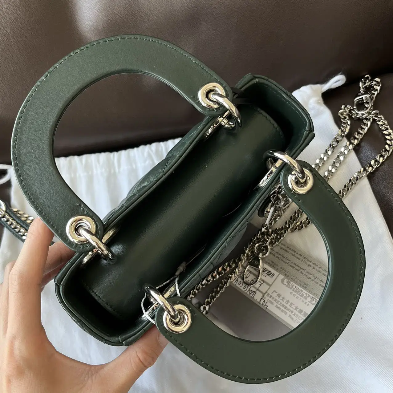 DIOR Mini Lady Dior Bag Forest Green Lambskin DIOR Mini Lady Dior Bag Forest Green Lambskin