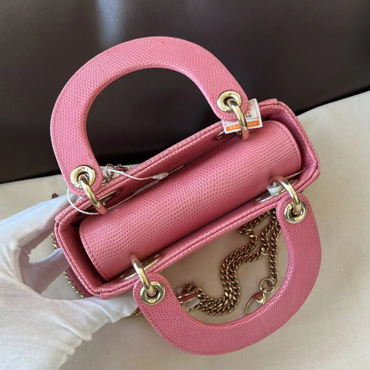 DIOR Mini Lady Dior Pink Python Leather Bag DIOR Mini Lady Dior Pink Python Leather Bag