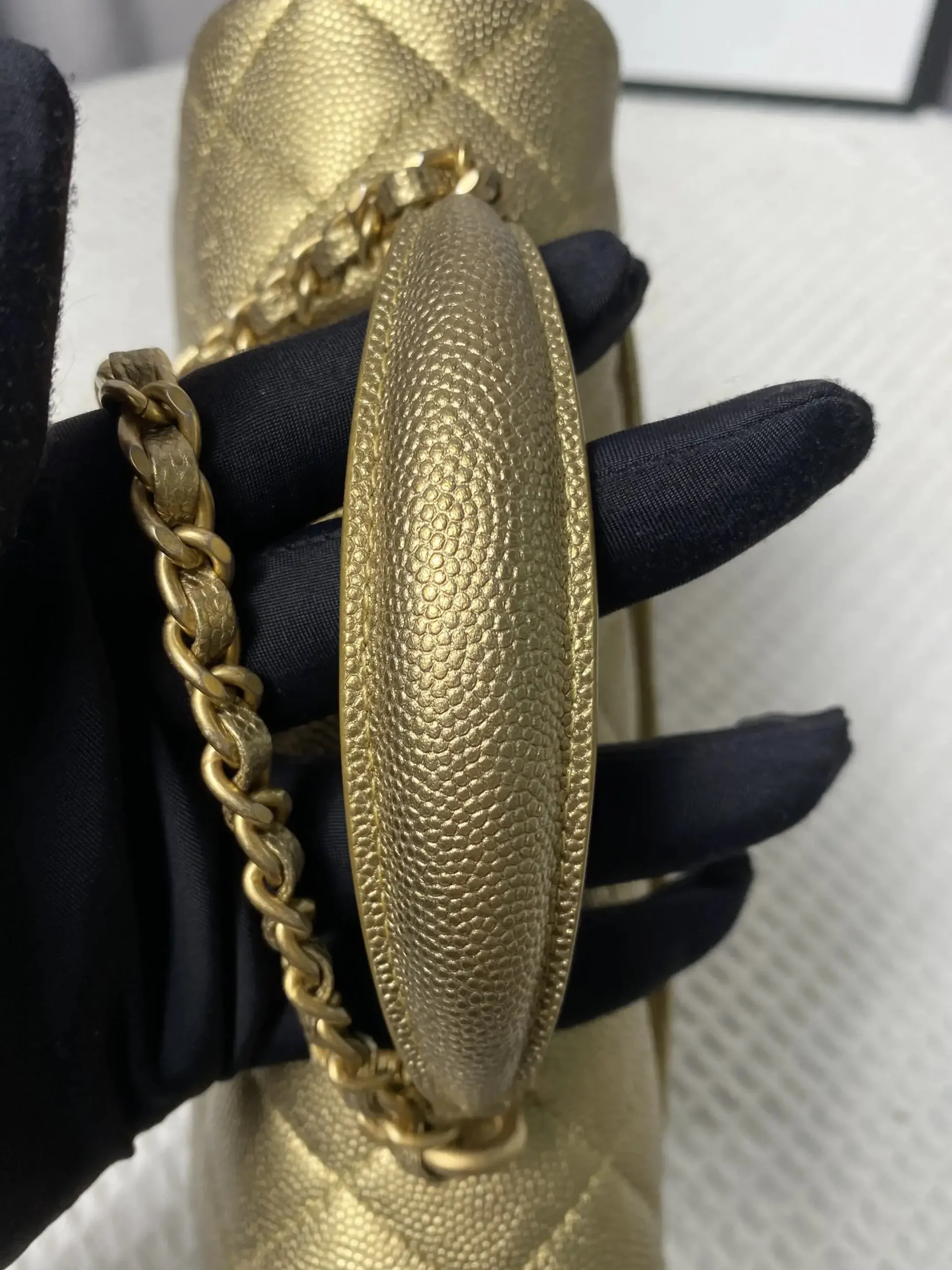 CHANEL Mini Rectangular Classic Top Handle Flap Bag Gold Lambskin CHANEL Mini Rectangular Classic Top Handle Flap Bag Gold Lambskin