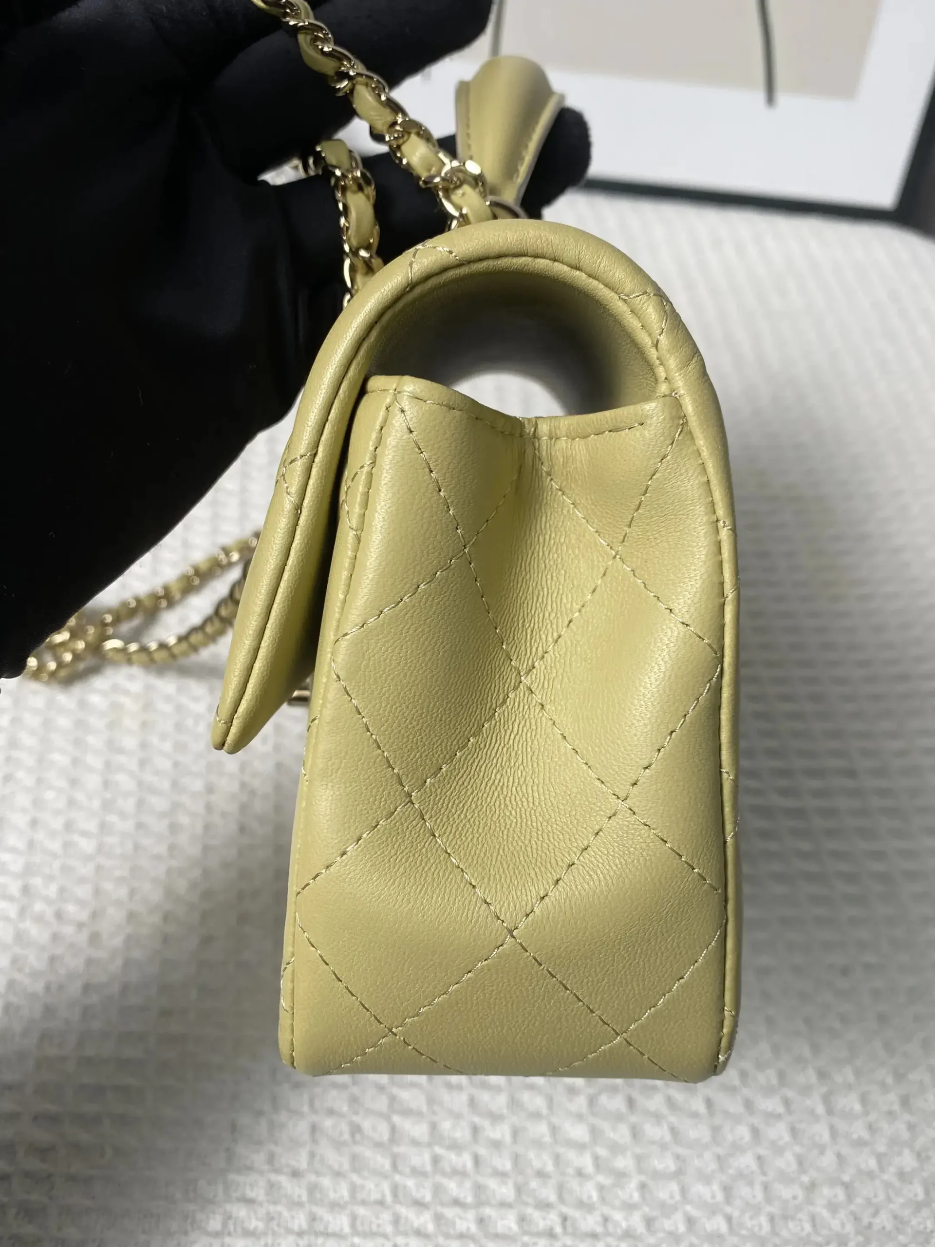 Chanel Mini Rectangular Classic Top Handle Flap Bag Yellow Lambskin Chanel Mini Rectangular Classic Top Handle Flap Bag Yellow Lambskin
