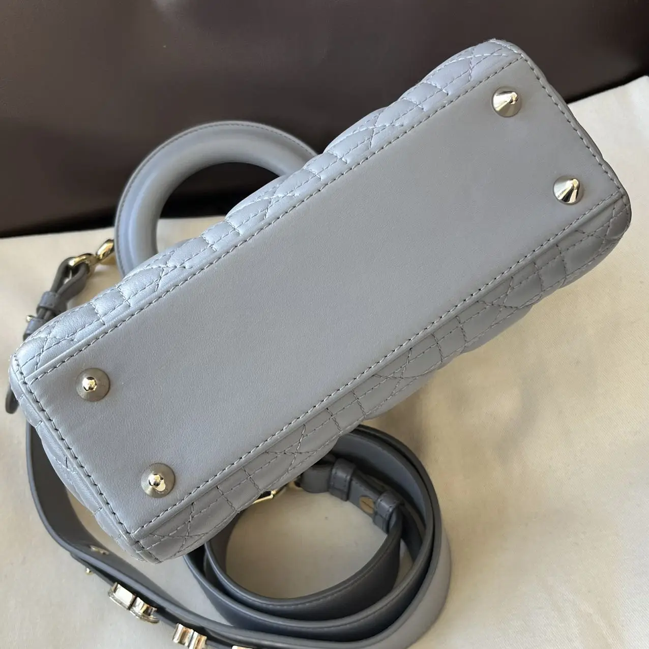 DIOR Small Lady Dior Bag Grey Lambskin DIOR Small Lady Dior Bag Grey Lambskin