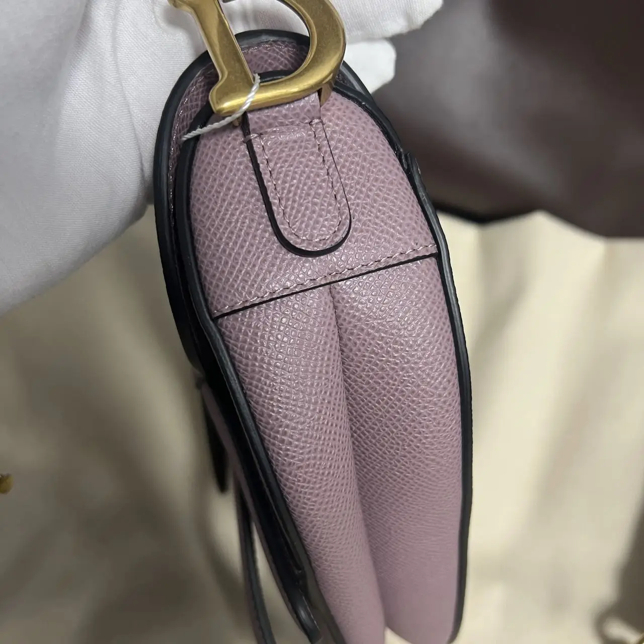DIOR Mini Saddle Bag with Strap Purple Grained Calfskin DIOR Mini Saddle Bag with Strap Purple Grained Calfskin