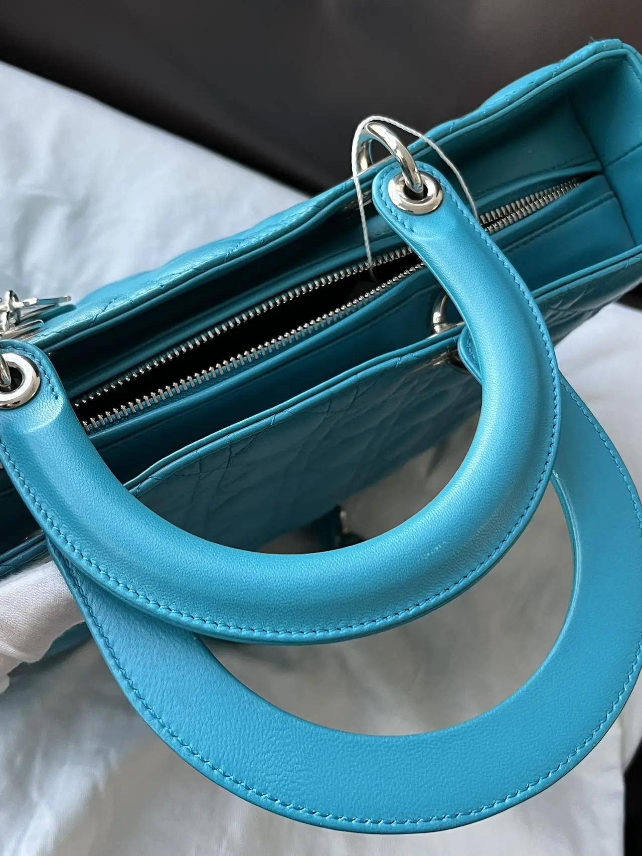 DIOR Large Lady Dior Lady Bag Blue Lambskin Bag DIOR Large Lady Dior Lady Bag Blue Lambskin Bag