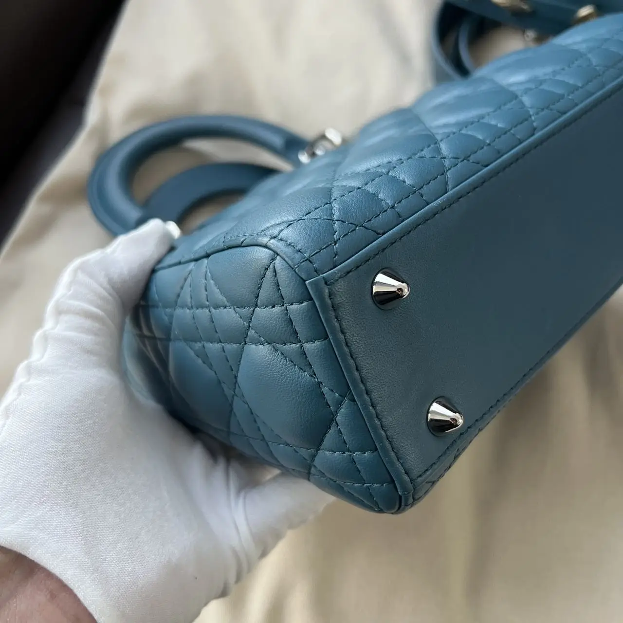 DIOR Small Lady Dior Bag Blue Lambskin DIOR Small Lady Dior Bag Blue Lambskin