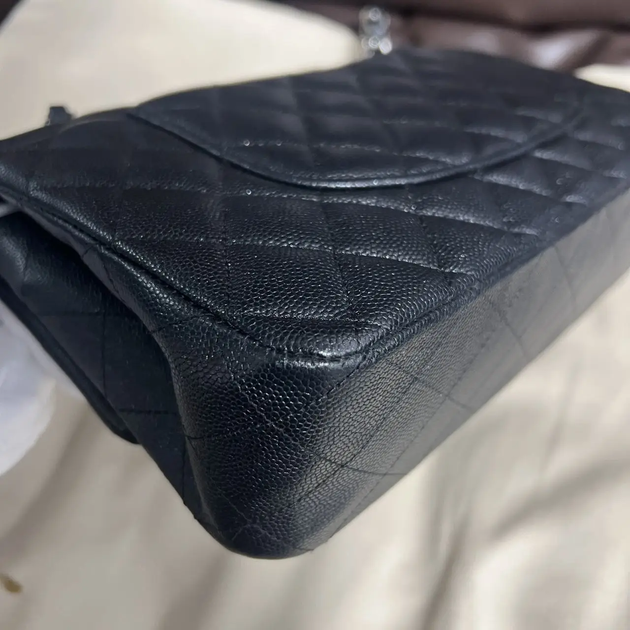 CHANEL Classic Flap Bag Black Medium Caviar Leather CHANEL Classic Flap Bag Black Medium Caviar Leather