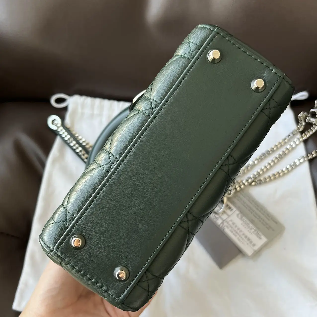 DIOR Mini Lady Dior Bag Forest Green Lambskin DIOR Mini Lady Dior Bag Forest Green Lambskin