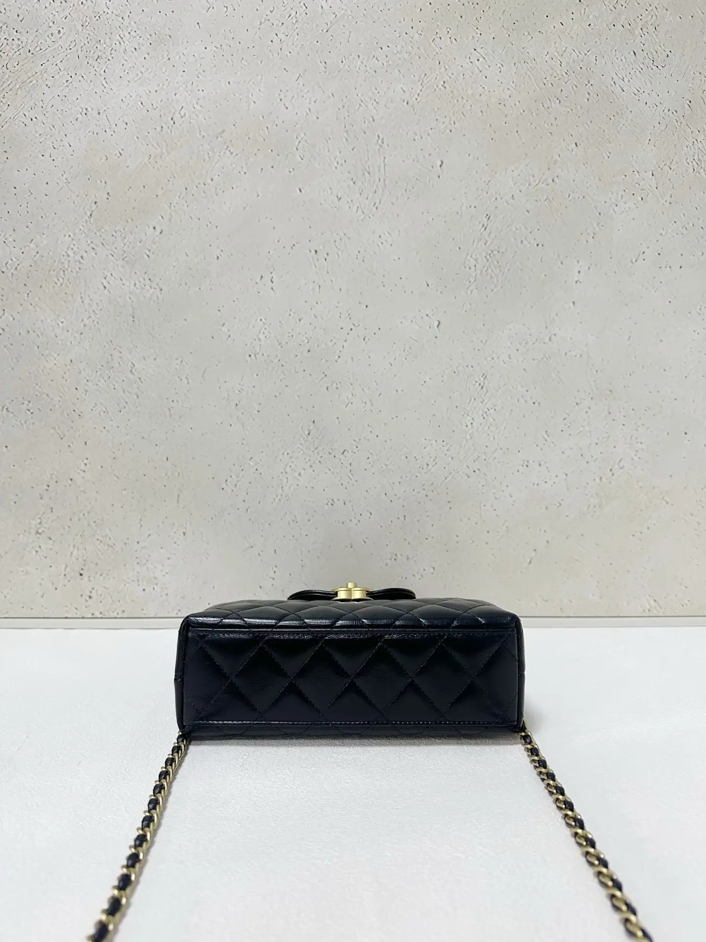 CHANEL Black Quilted Aged Calfskin Nano Kelly Bag Brushed Gold Hardware CHANEL Black Quilted Aged Calfskin Nano Kelly Bag Brushed Gold Hardware