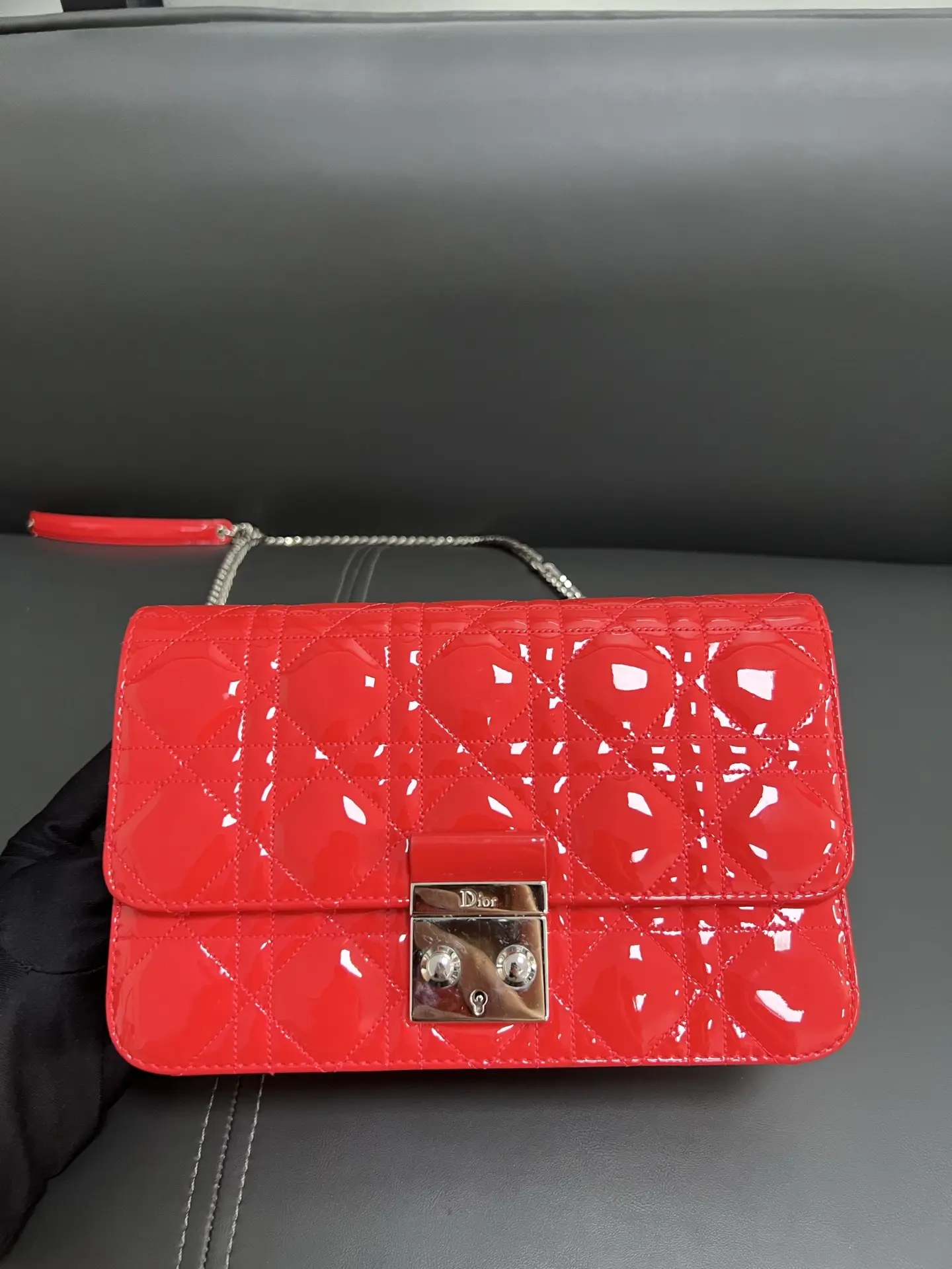 DIOR Christian Dior Miss Dior Chain Wallet Red DIOR Christian Dior Miss Dior Chain Wallet Red