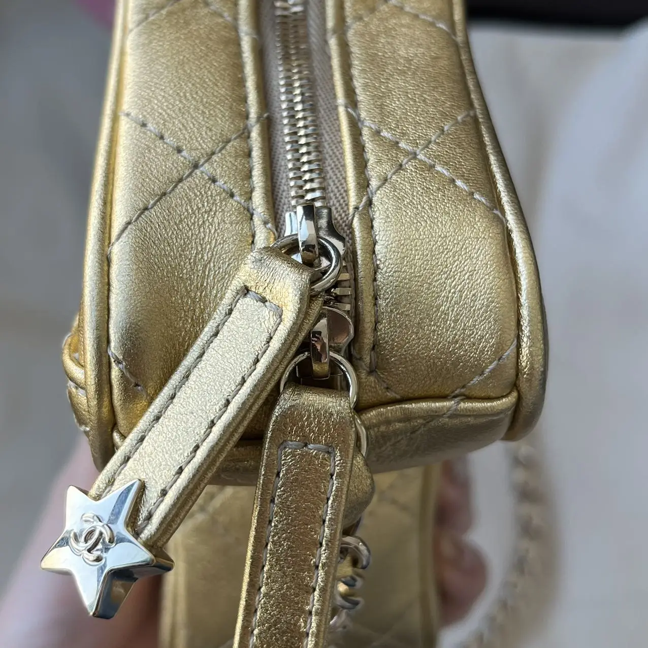 CHANEL Gold Quilted Lambskin Walk of Fame Star Bag CHANEL Gold Quilted Lambskin Walk of Fame Star Bag