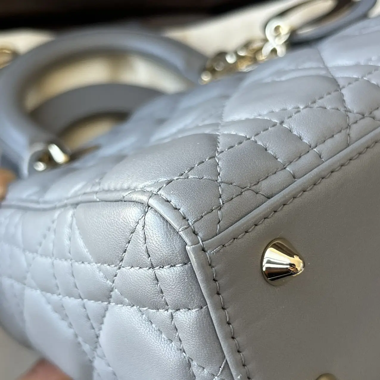 DIOR Small Lady Dior Bag Grey Lambskin DIOR Small Lady Dior Bag Grey Lambskin