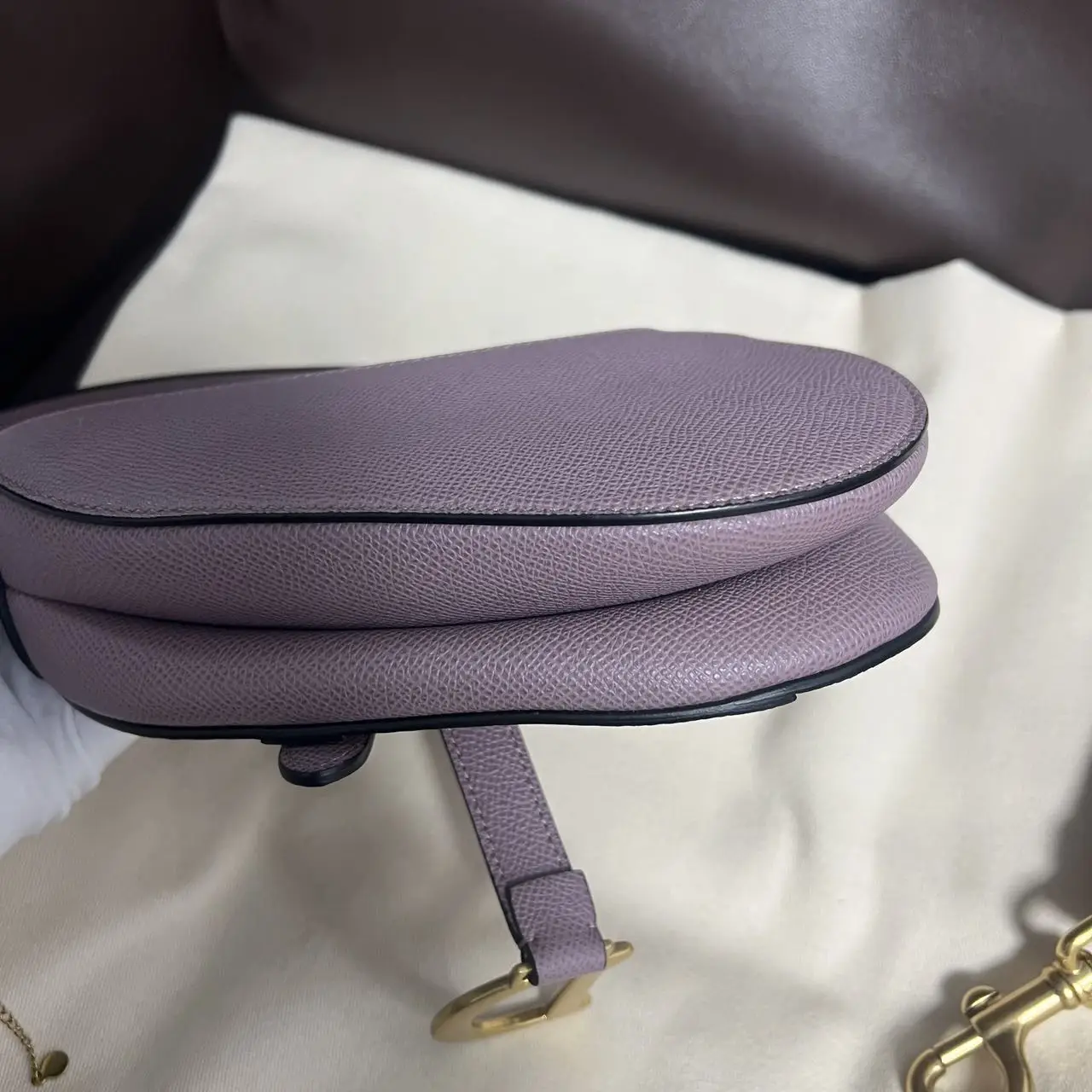 DIOR Mini Saddle Bag with Strap Purple Grained Calfskin DIOR Mini Saddle Bag with Strap Purple Grained Calfskin