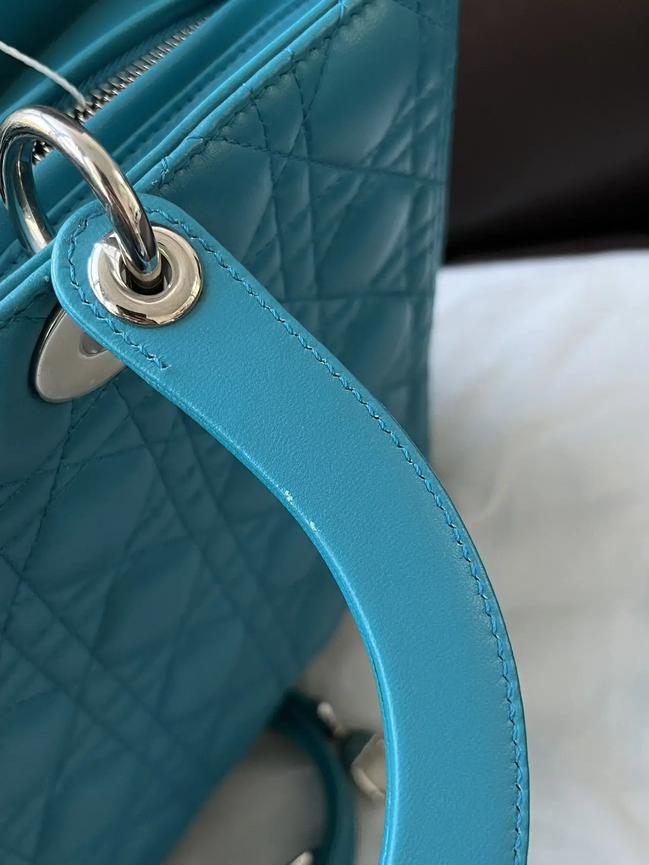 DIOR Large Lady Dior Lady Bag Blue Lambskin Bag DIOR Large Lady Dior Lady Bag Blue Lambskin Bag