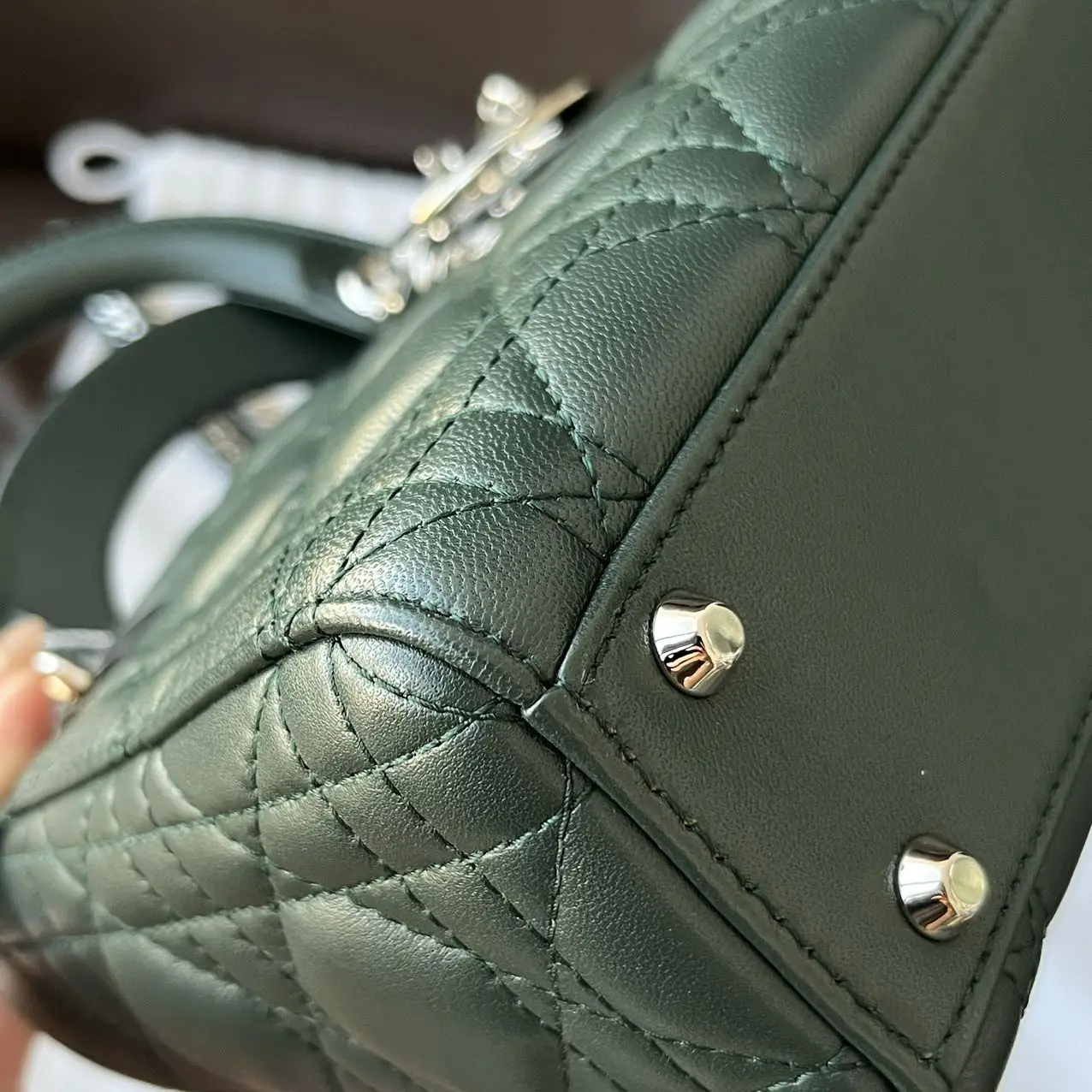 DIOR Mini Lady Dior Bag Forest Green Lambskin DIOR Mini Lady Dior Bag Forest Green Lambskin