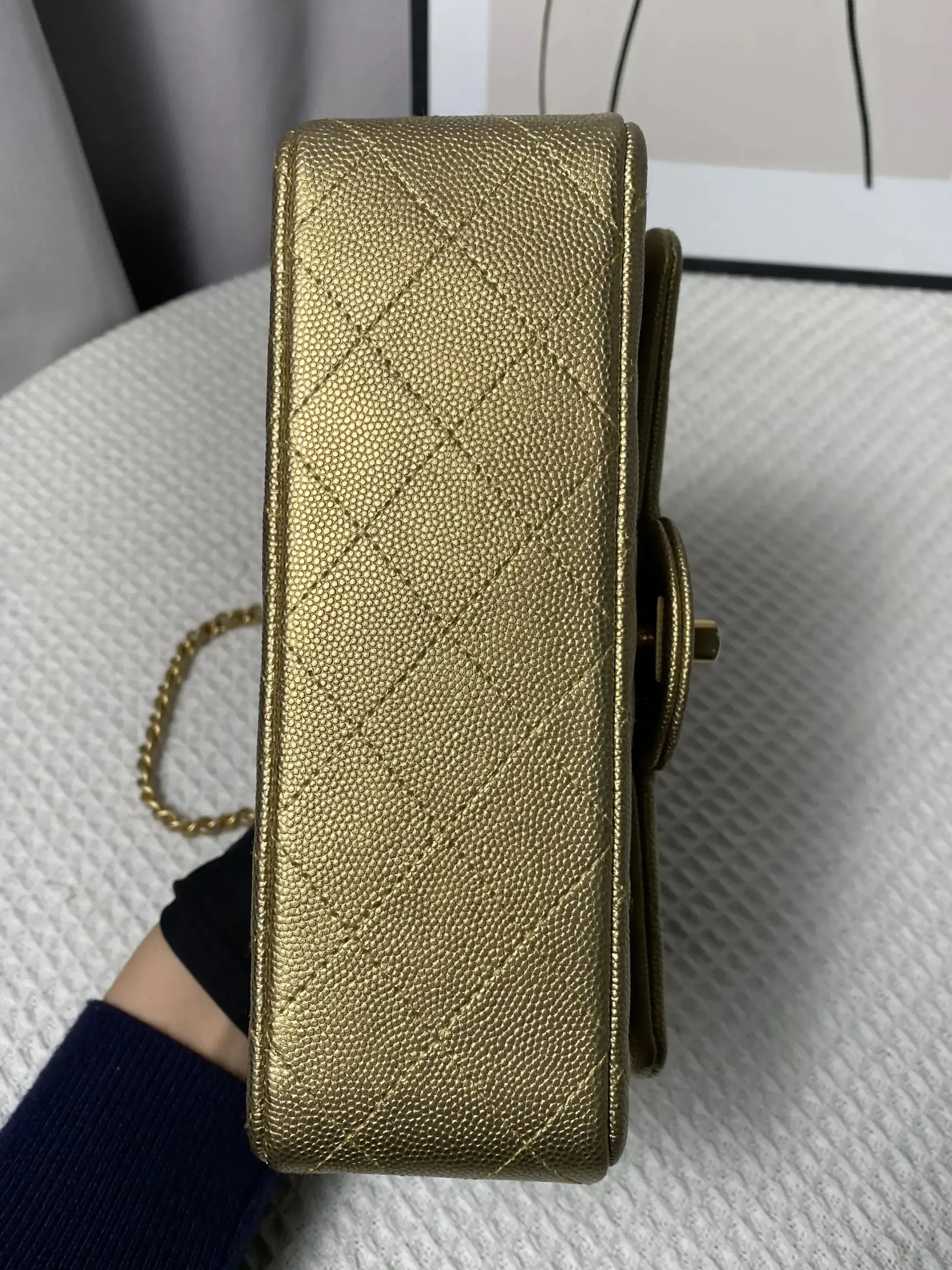 CHANEL Mini Rectangular Classic Top Handle Flap Bag Gold Lambskin CHANEL Mini Rectangular Classic Top Handle Flap Bag Gold Lambskin