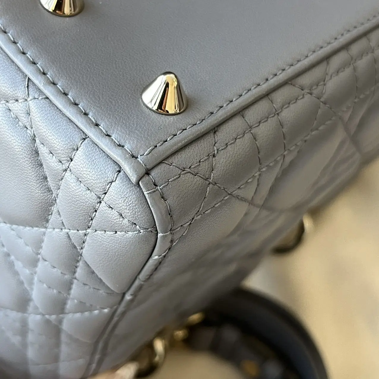 DIOR Small Lady Dior Bag Grey Lambskin DIOR Small Lady Dior Bag Grey Lambskin