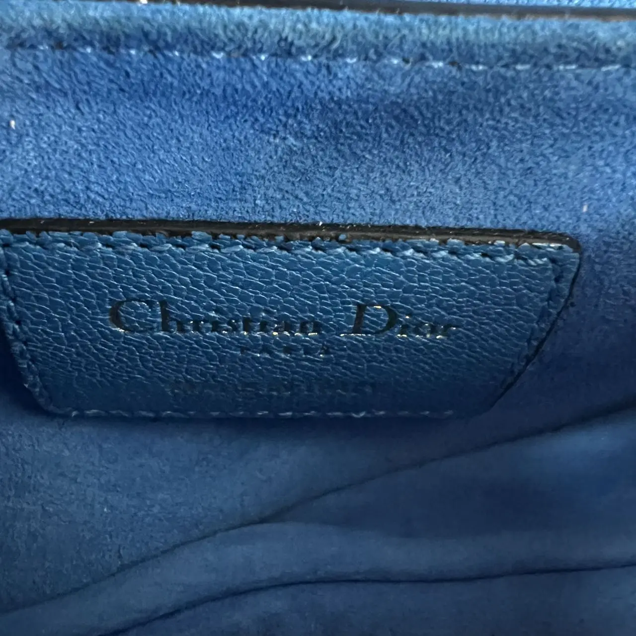 DIOR Mini Saddle Bag with Strap Blue Grained Calfskin DIOR Mini Saddle Bag with Strap Blue Grained Calfskin