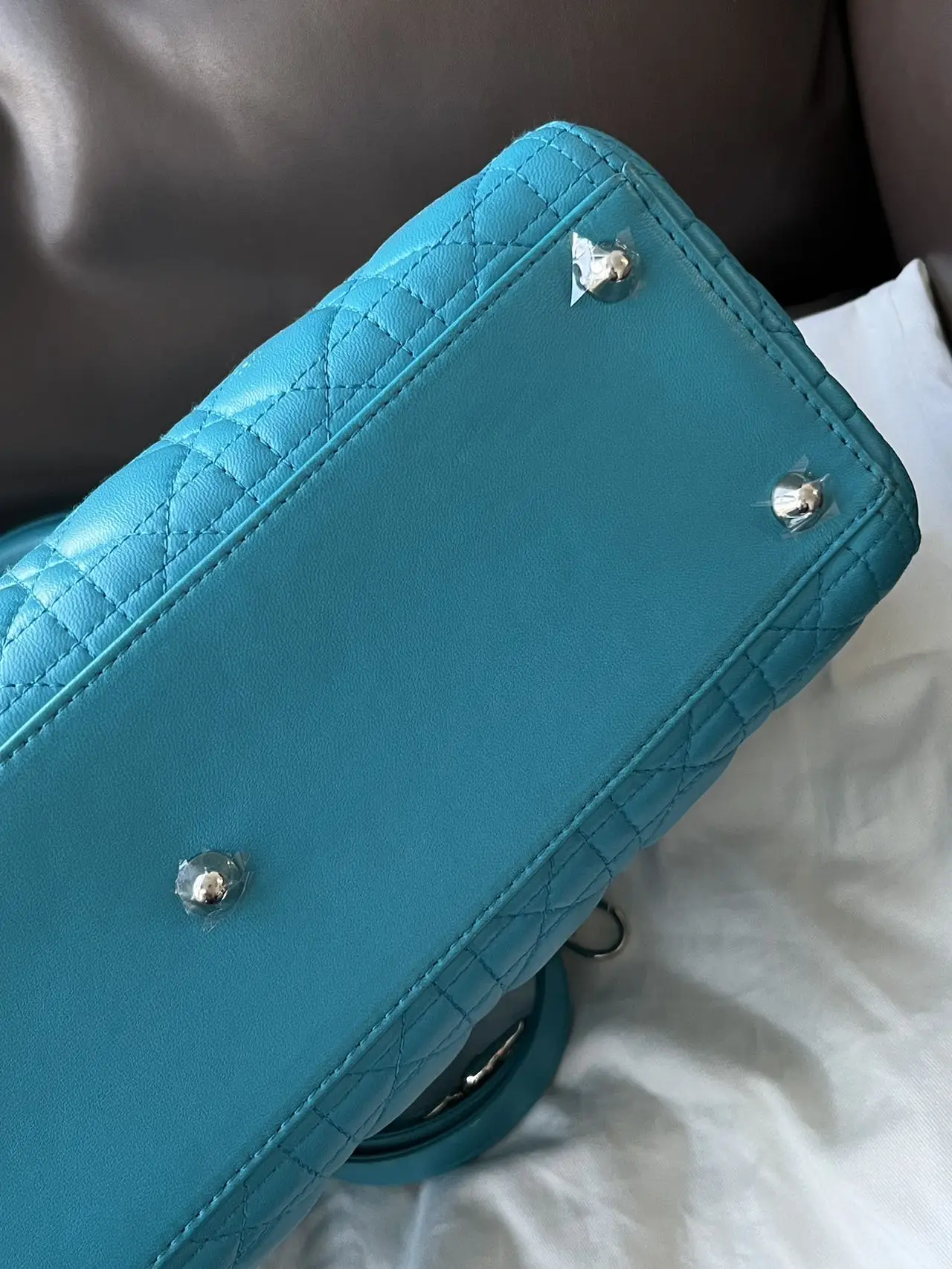 DIOR Large Lady Dior Lady Bag Blue Lambskin Bag DIOR Large Lady Dior Lady Bag Blue Lambskin Bag