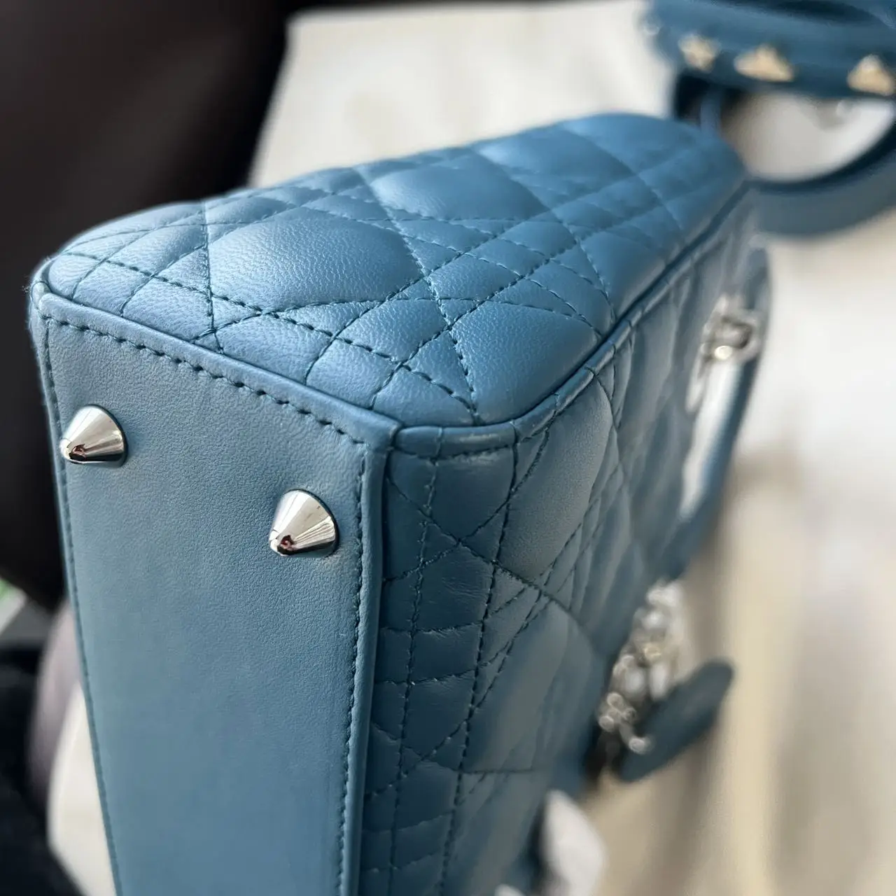 DIOR Small Lady Dior Bag Blue Lambskin DIOR Small Lady Dior Bag Blue Lambskin