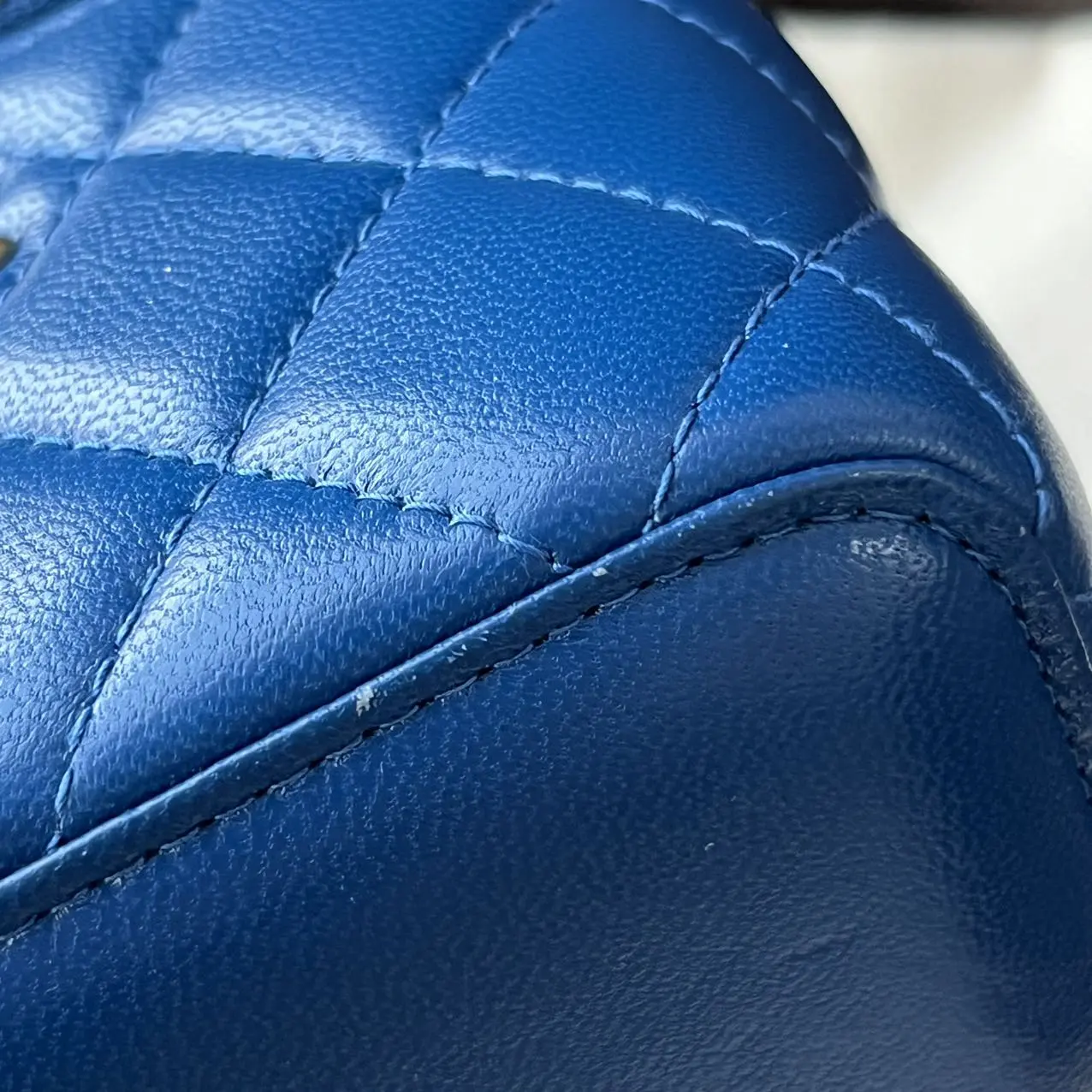 CHANEL Mini Vanity on Pearl Chain Blue Lambskin CHANEL Mini Vanity on Pearl Chain Blue Lambskin