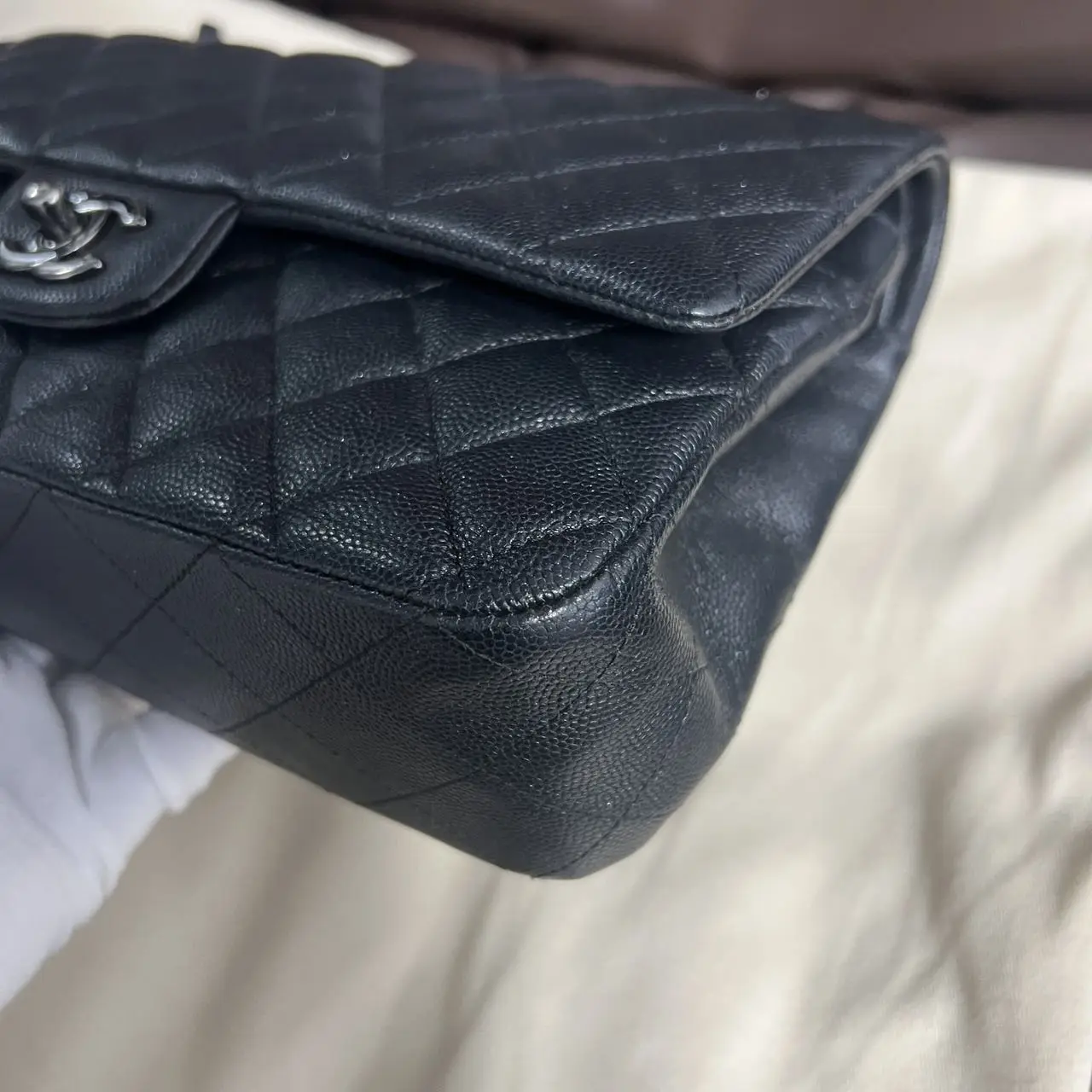 CHANEL Classic Flap Bag Black Medium Caviar Leather CHANEL Classic Flap Bag Black Medium Caviar Leather