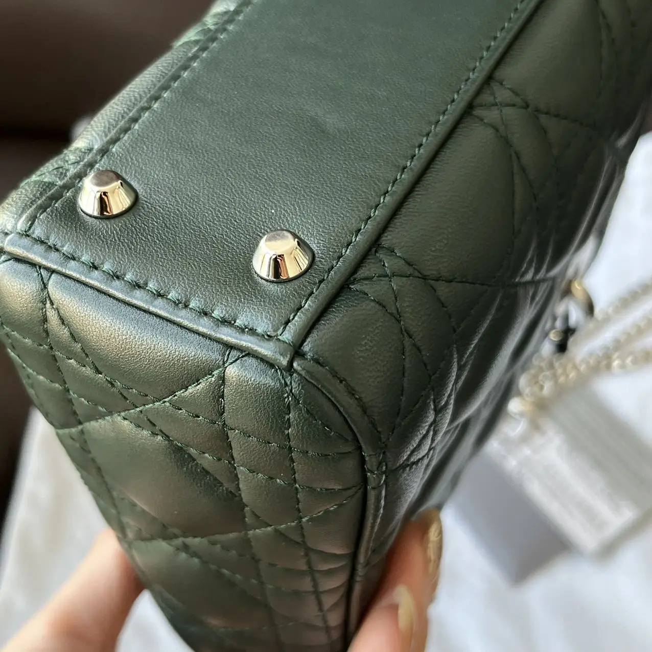 DIOR Mini Lady Dior Bag Forest Green Lambskin DIOR Mini Lady Dior Bag Forest Green Lambskin