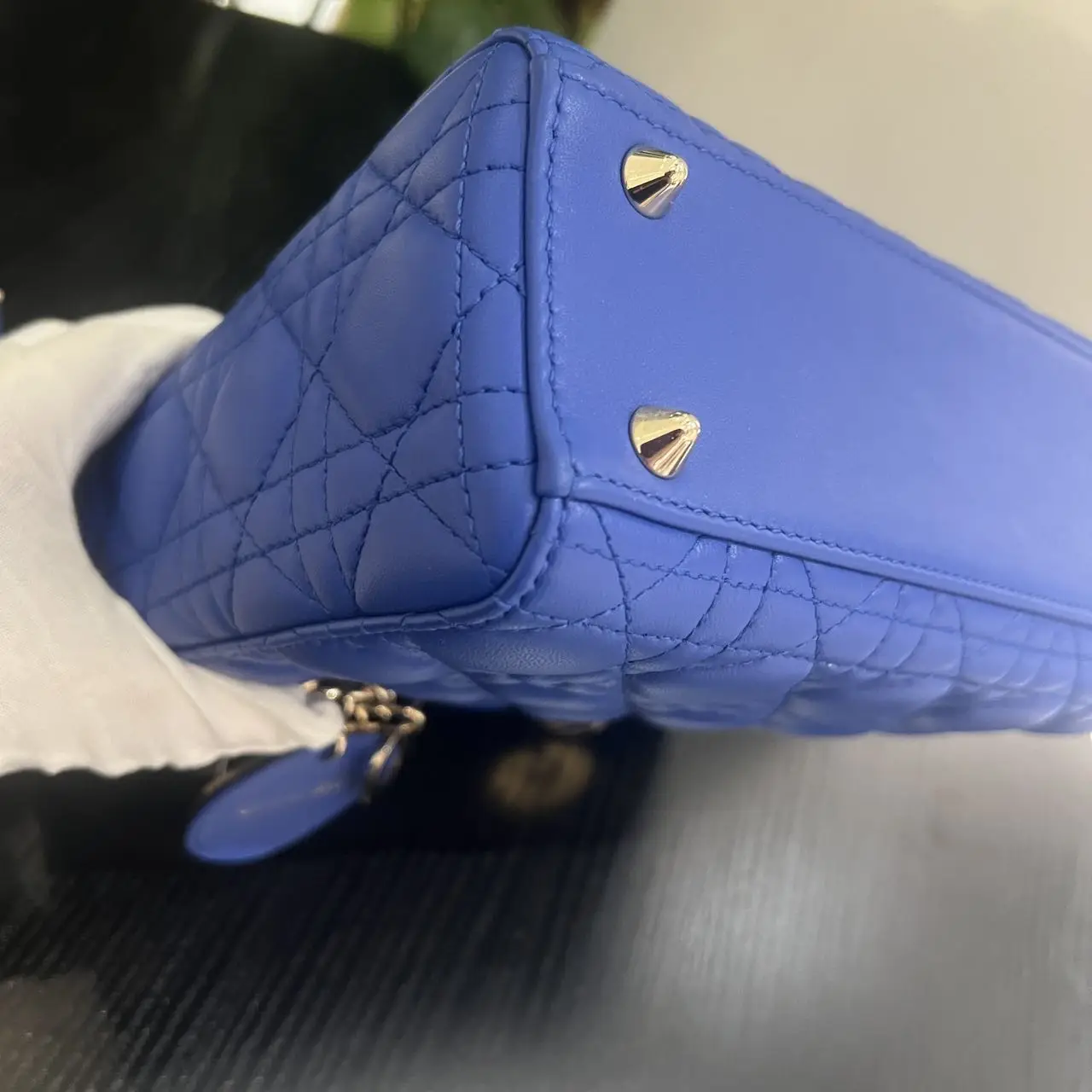 DIOR Small Lady Dior Bag Blue Lambskin DIOR Small Lady Dior Bag Blue Lambskin