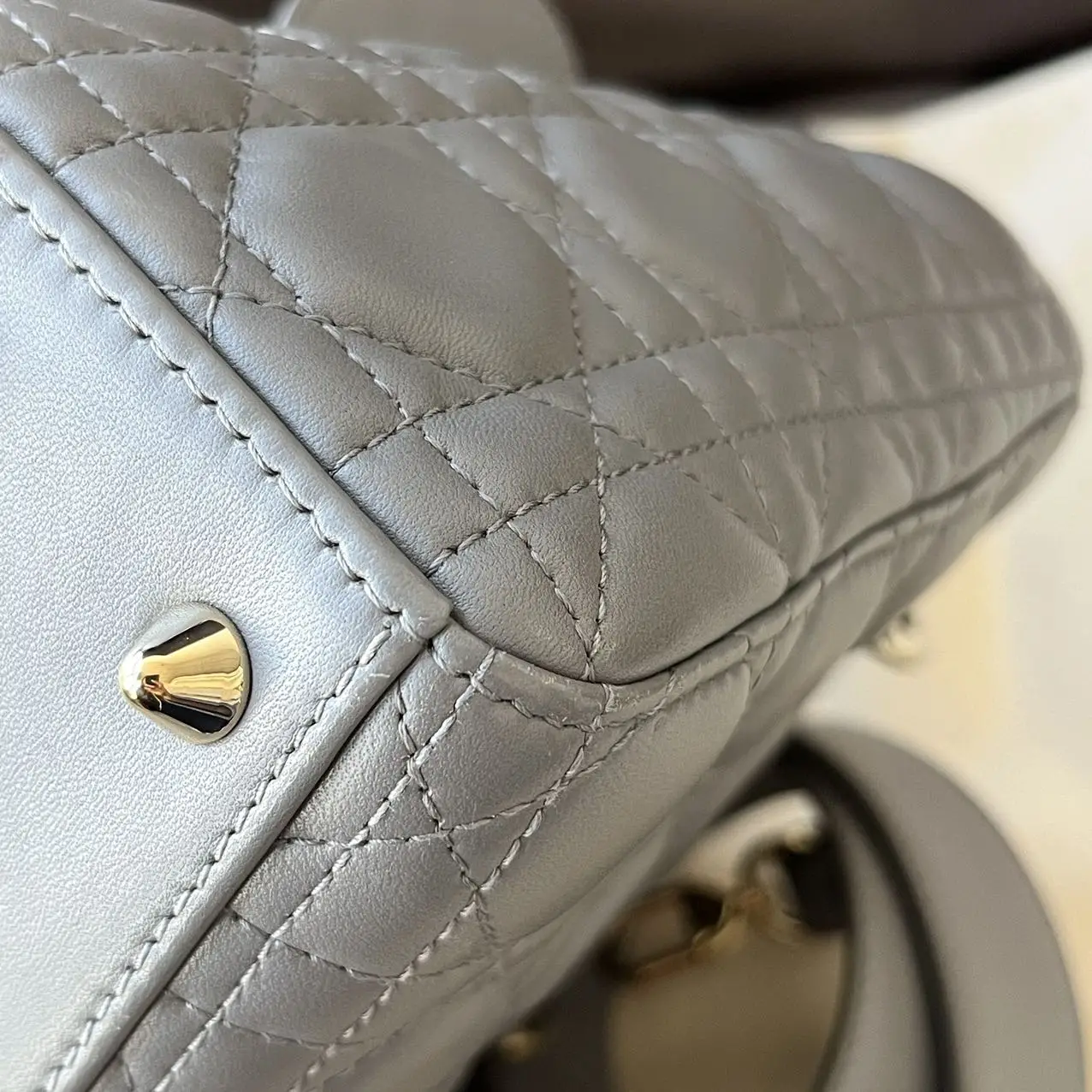 DIOR Small Lady Dior Bag Grey Lambskin DIOR Small Lady Dior Bag Grey Lambskin