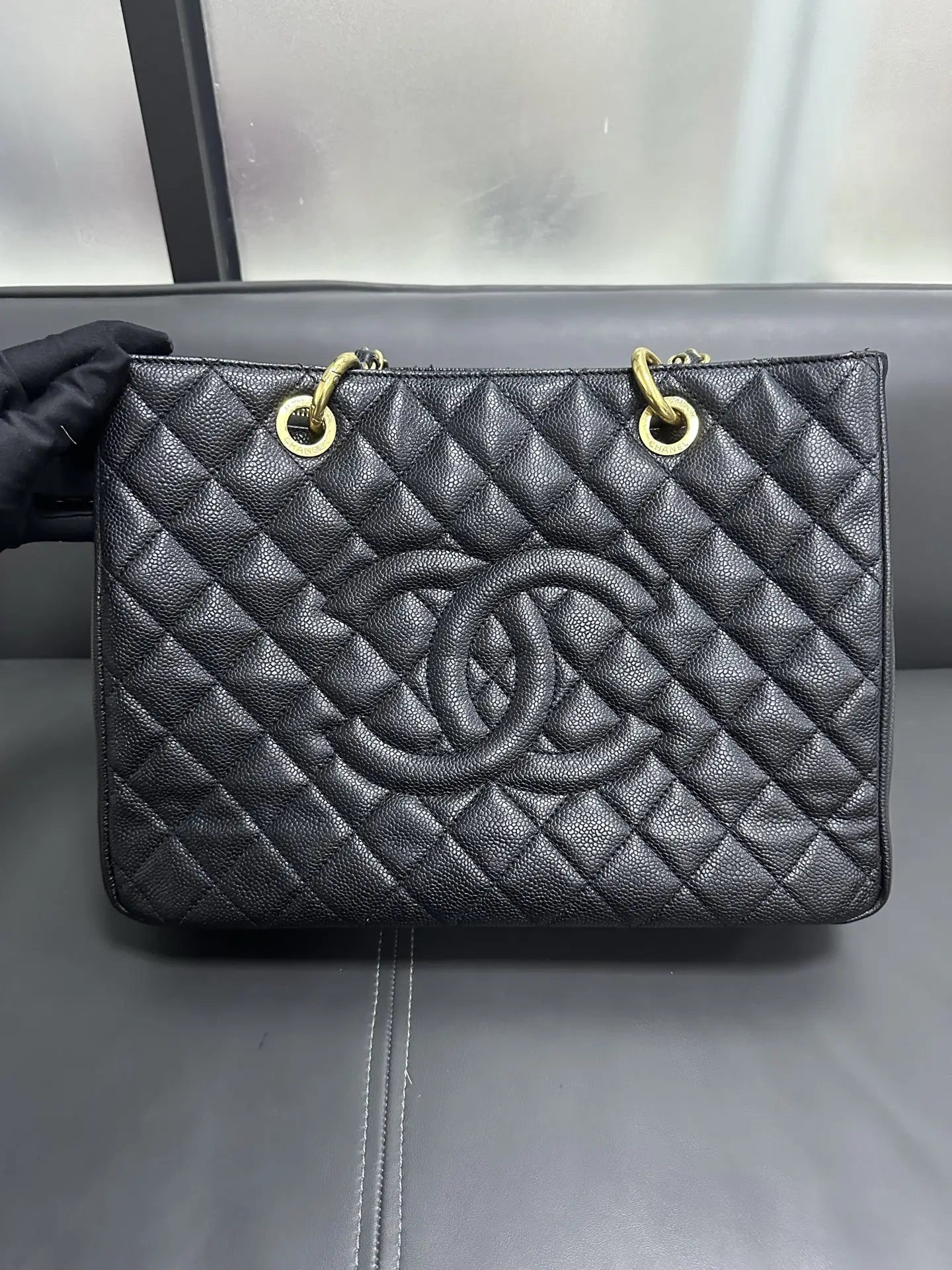 CHANEL Grand Shopping Tote in Black Caviar Leather CHANEL Grand Shopping Tote in Black Caviar Leather