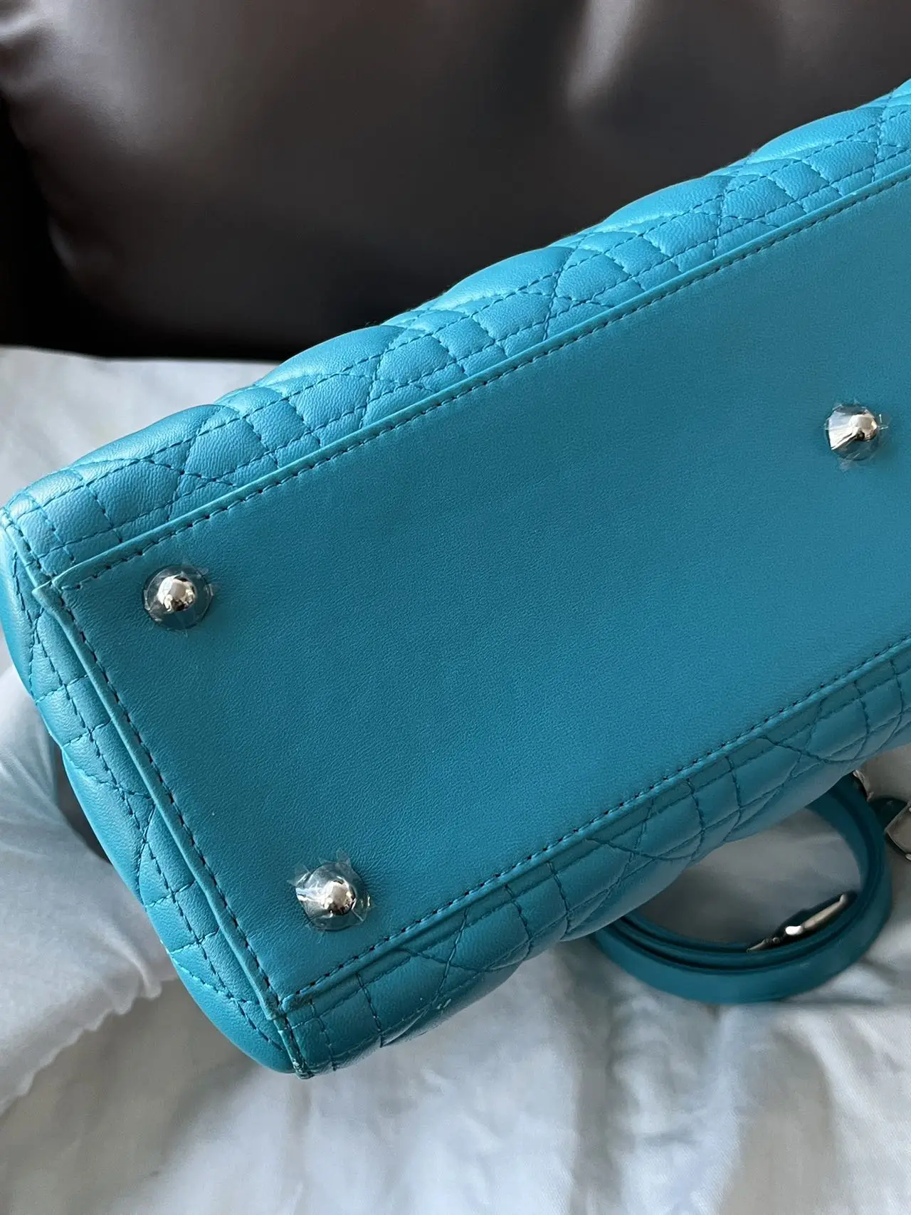 DIOR Large Lady Dior Lady Bag Blue Lambskin Bag DIOR Large Lady Dior Lady Bag Blue Lambskin Bag