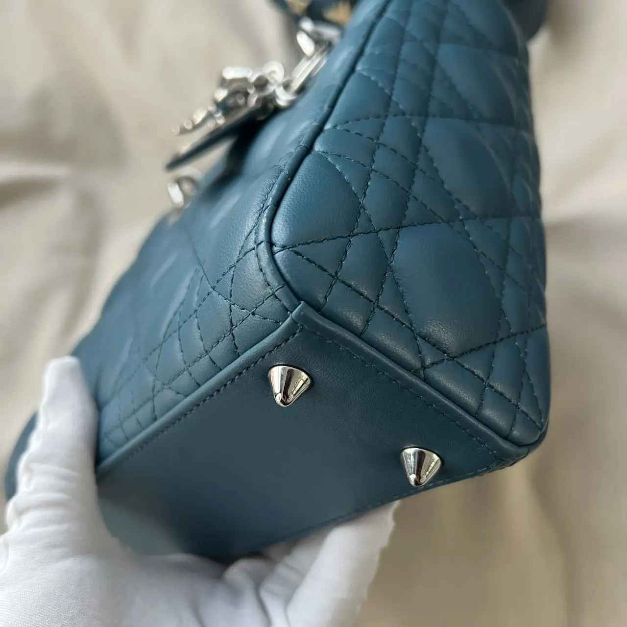 DIOR Small Lady Dior Bag Blue Lambskin DIOR Small Lady Dior Bag Blue Lambskin