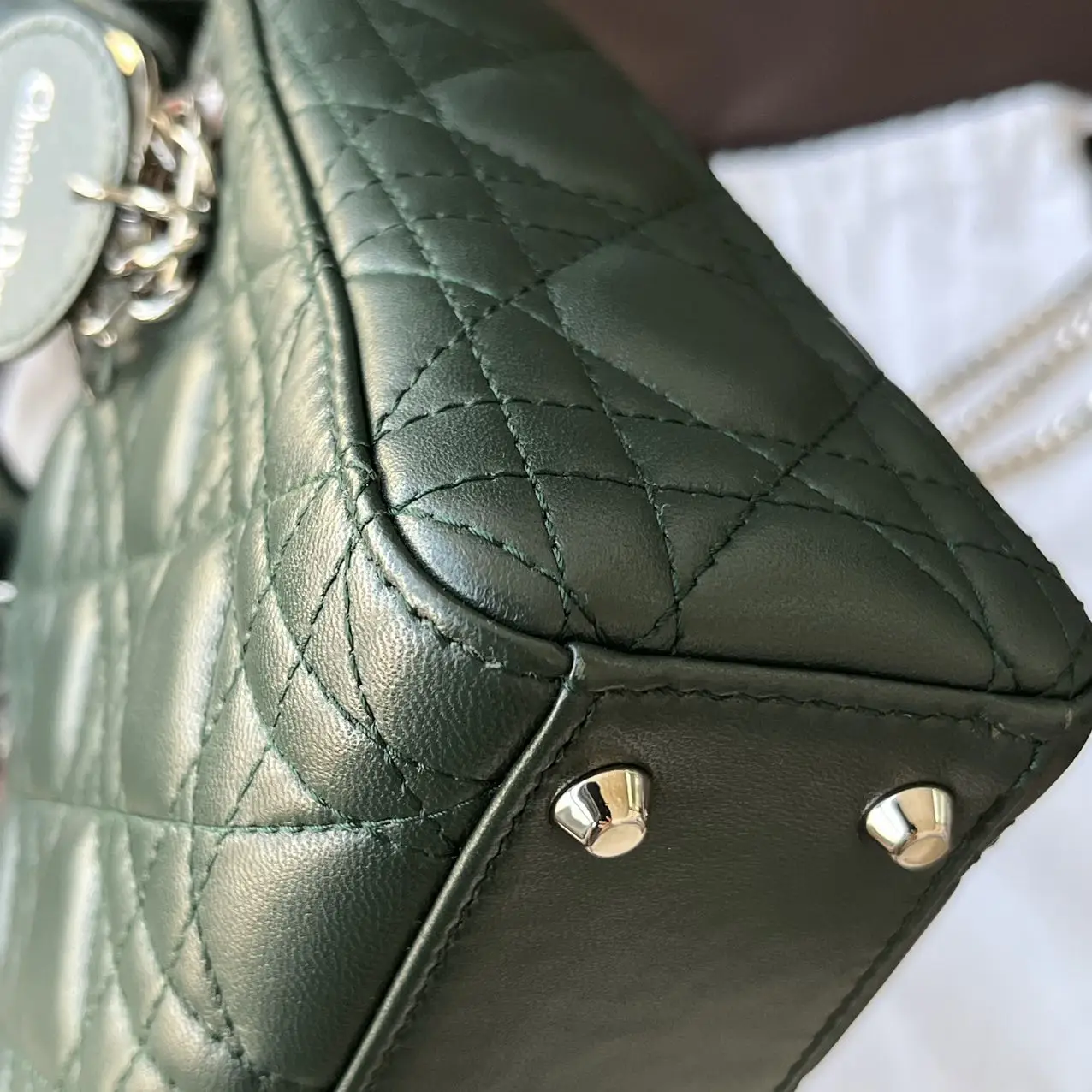 DIOR Mini Lady Dior Bag Forest Green Lambskin DIOR Mini Lady Dior Bag Forest Green Lambskin