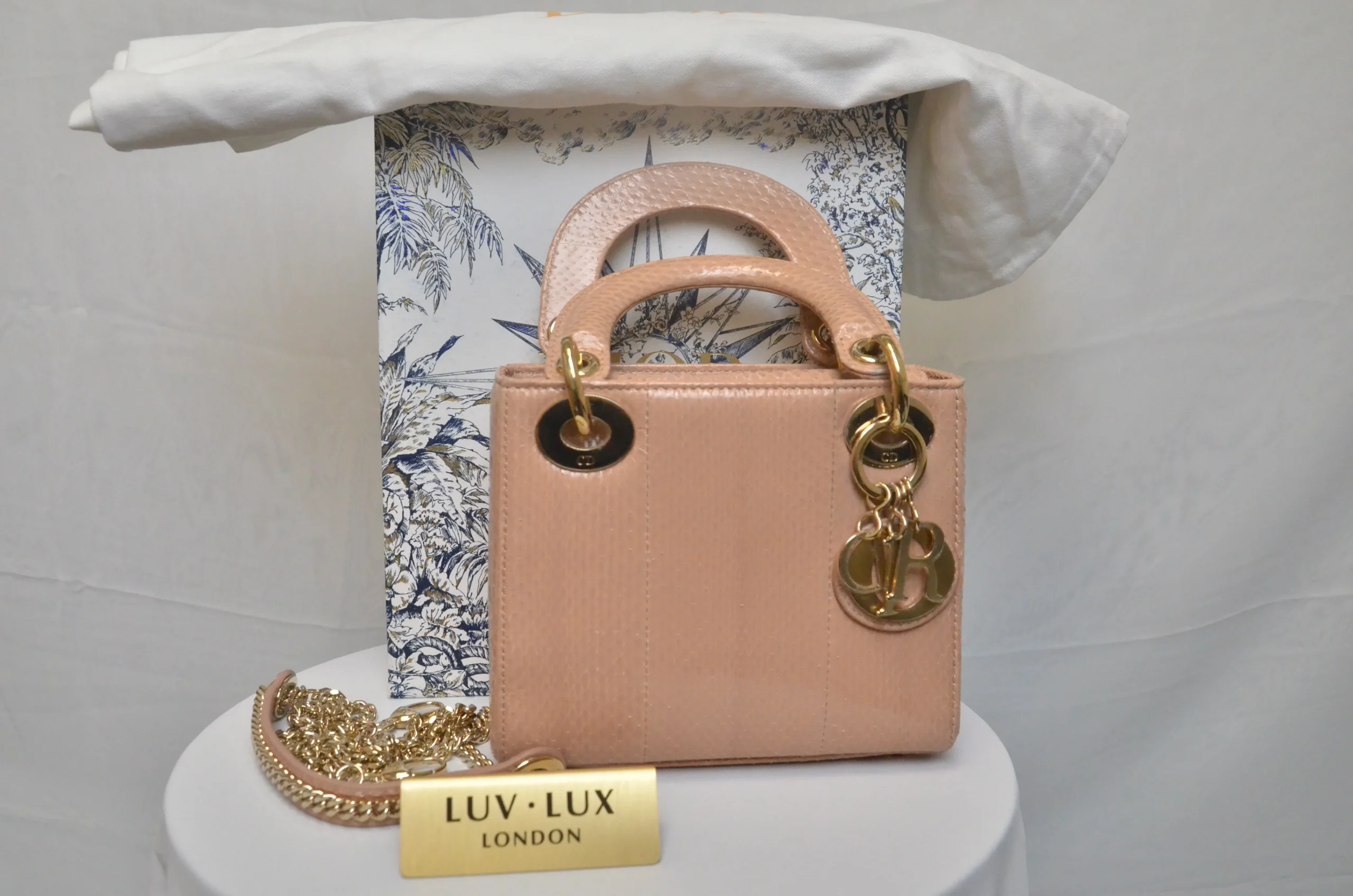 DIOR Limited Edition Mini Lady Dior - Naked Pink Python Leather DIOR Limited Edition Mini Lady Dior - Naked Pink Python Leather