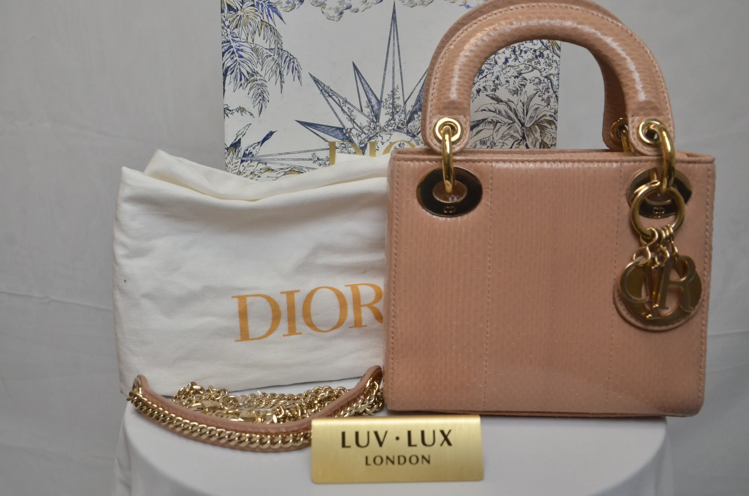 DIOR Limited Edition Mini Lady Dior - Naked Pink Python Leather DIOR Limited Edition Mini Lady Dior - Naked Pink Python Leather