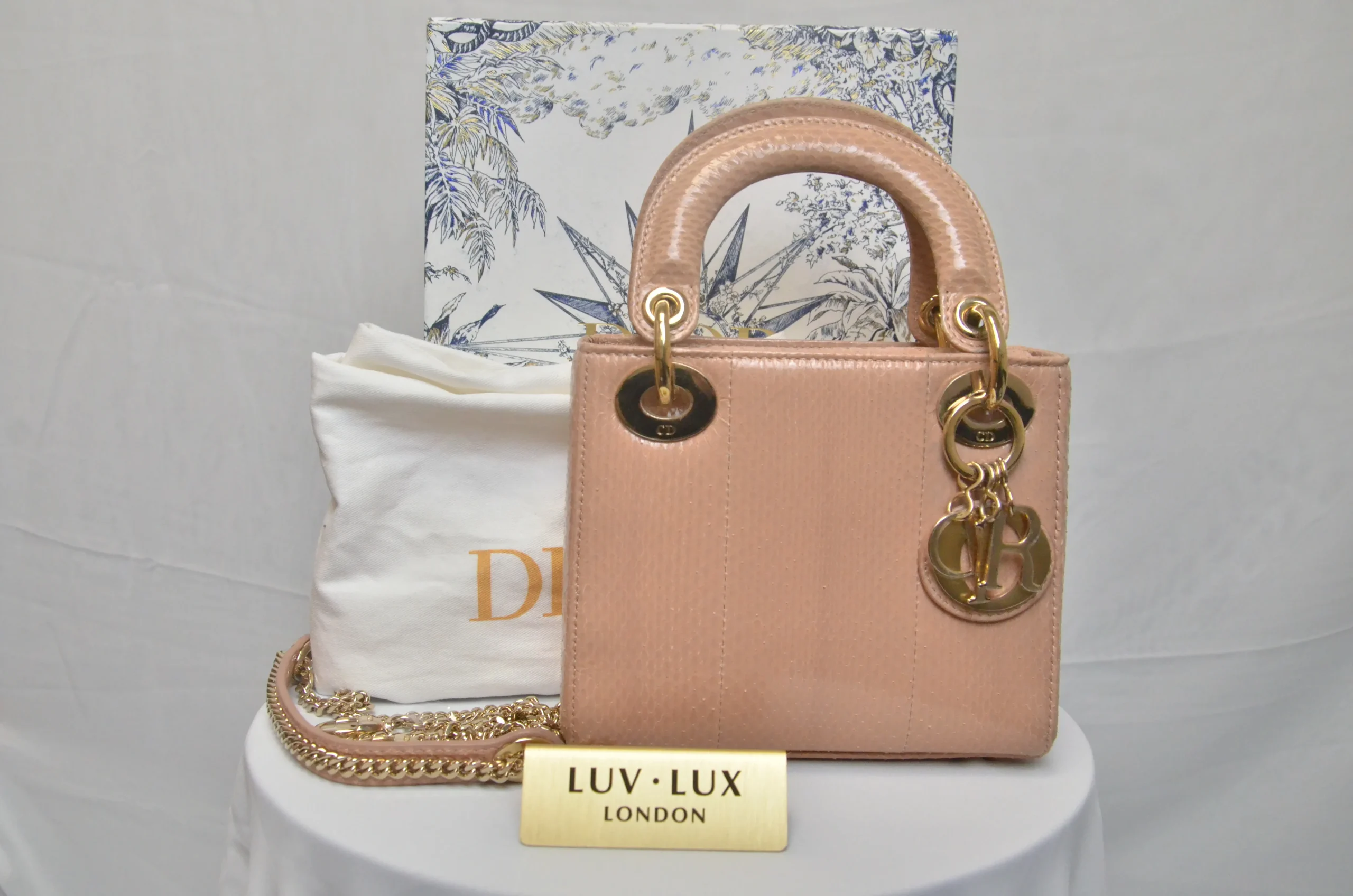 DIOR Limited Edition Mini Lady Dior - Naked Pink Python Leather DIOR Limited Edition Mini Lady Dior - Naked Pink Python Leather