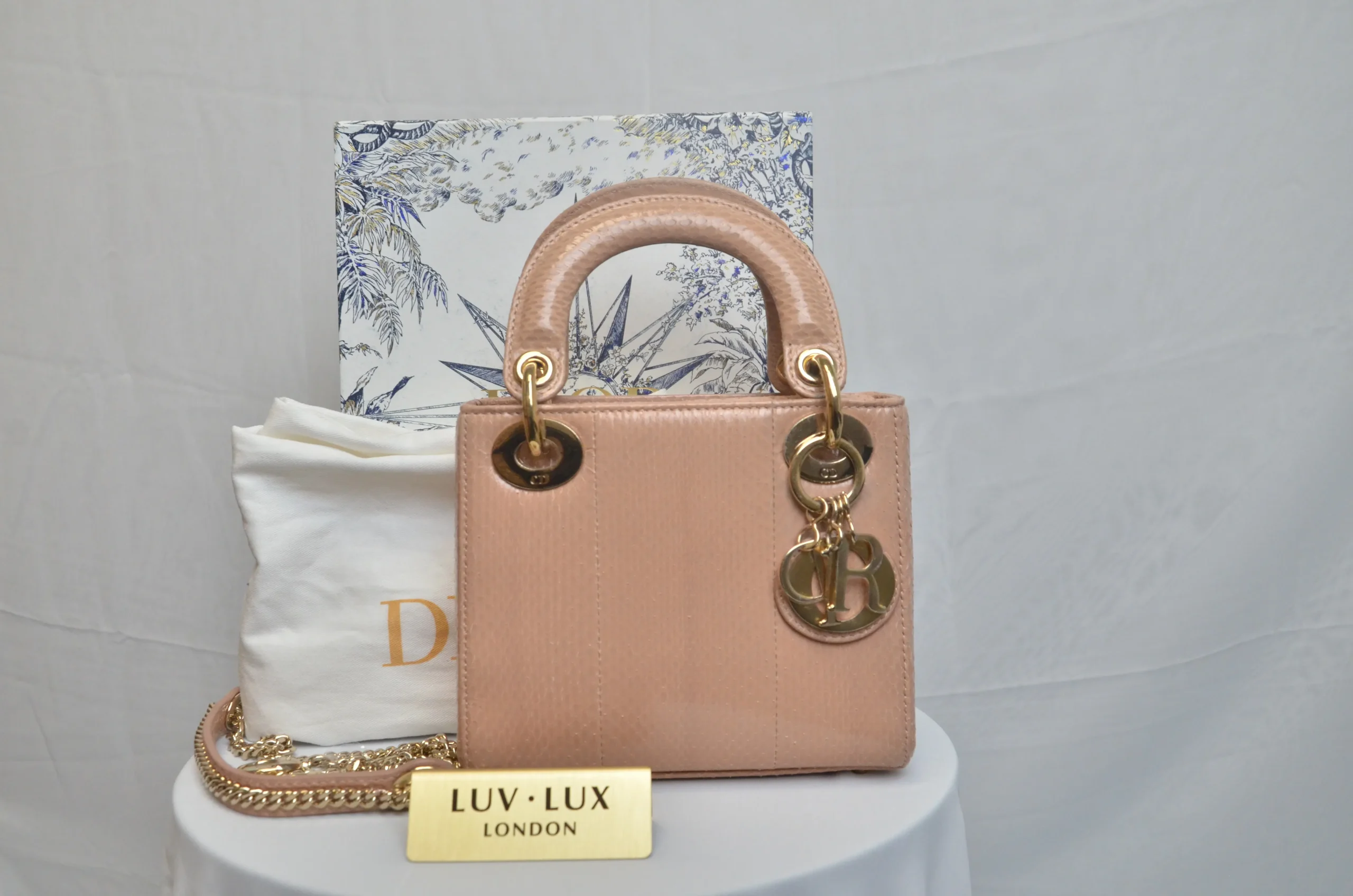 DIOR Limited Edition Mini Lady Dior - Naked Pink Python Leather DIOR Limited Edition Mini Lady Dior - Naked Pink Python Leather