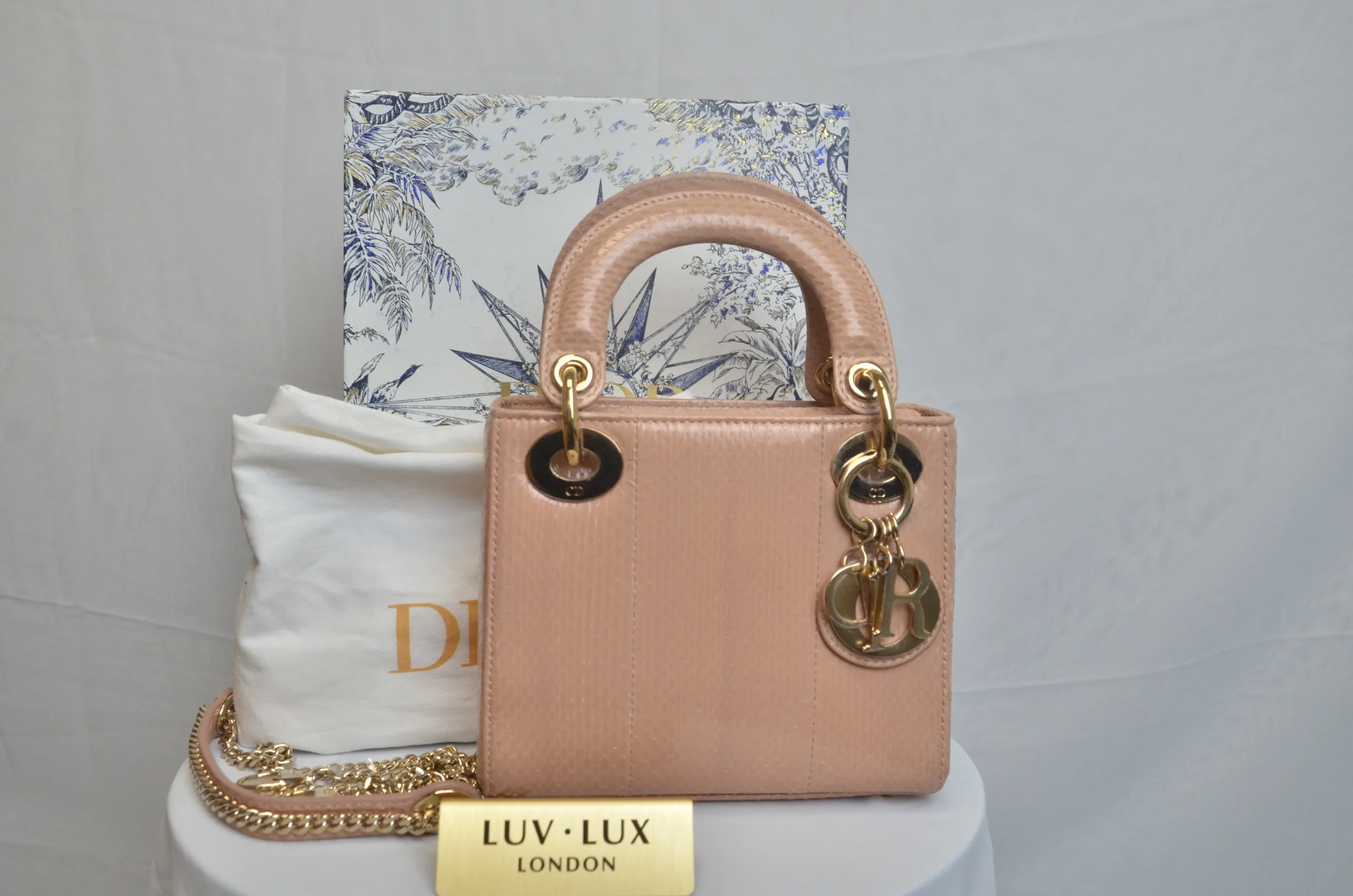 DIOR Limited Edition Mini Lady Dior - Naked Pink Python Leather DIOR Limited Edition Mini Lady Dior - Naked Pink Python Leather