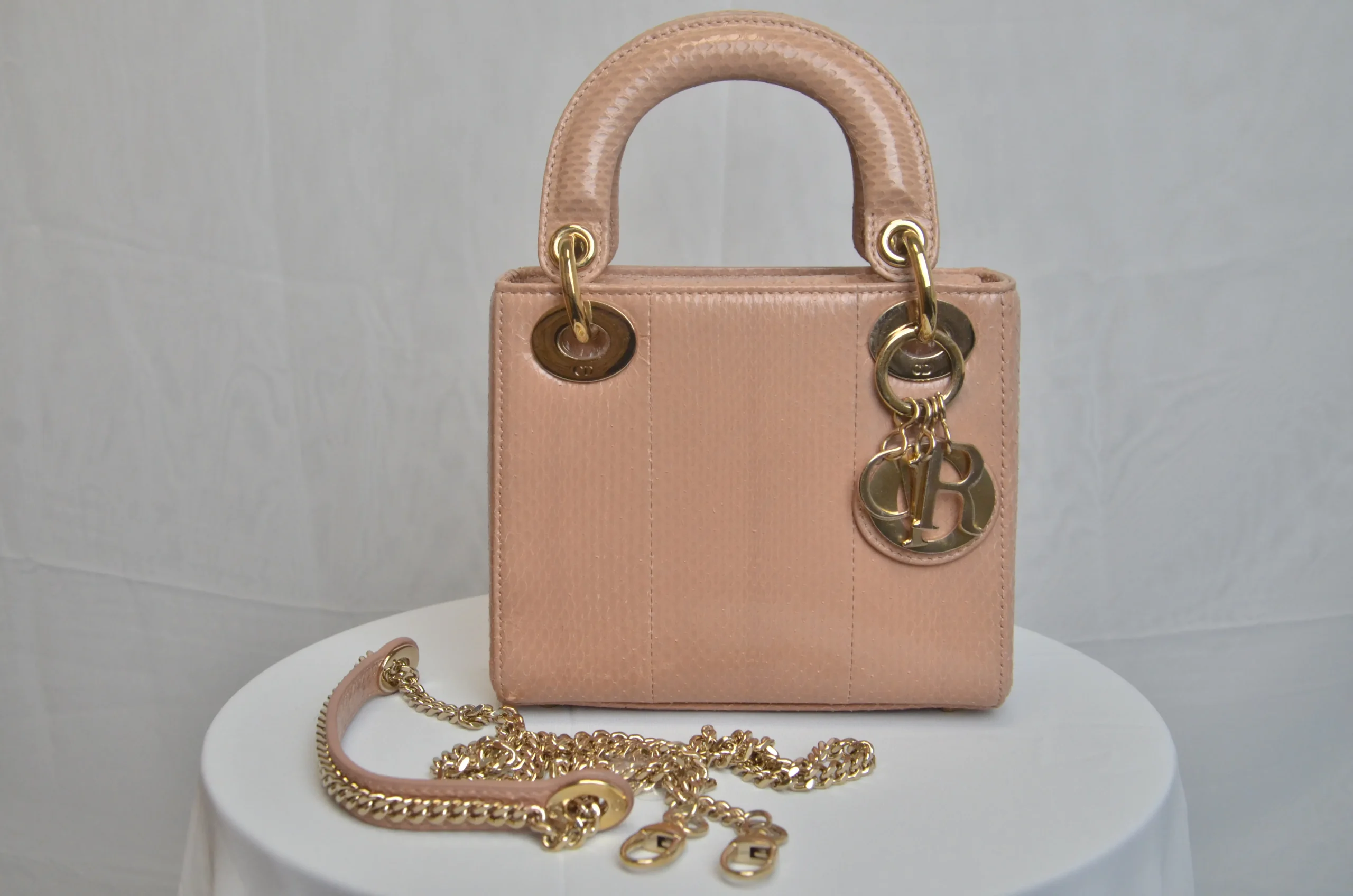 DIOR Limited Edition Mini Lady Dior - Naked Pink Python Leather DIOR Limited Edition Mini Lady Dior - Naked Pink Python Leather