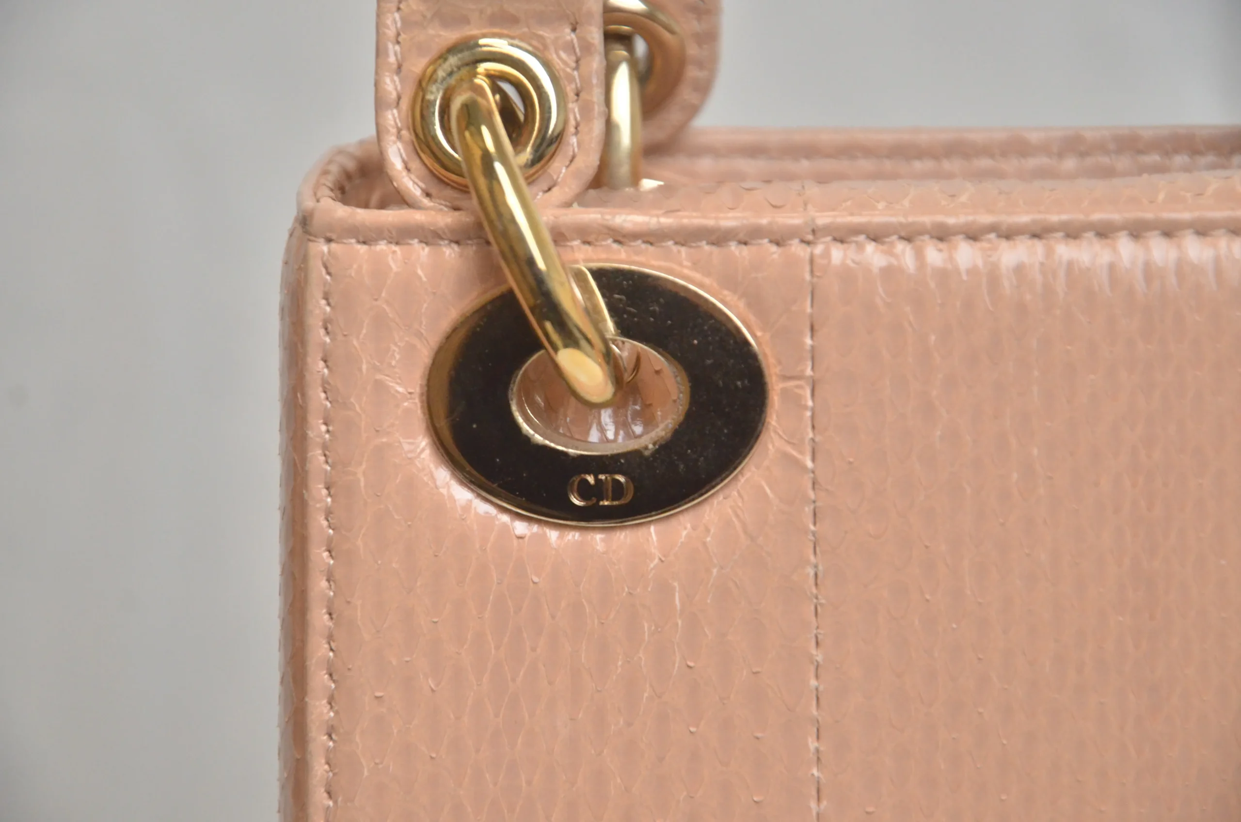 DIOR Limited Edition Mini Lady Dior - Naked Pink Python Leather DIOR Limited Edition Mini Lady Dior - Naked Pink Python Leather