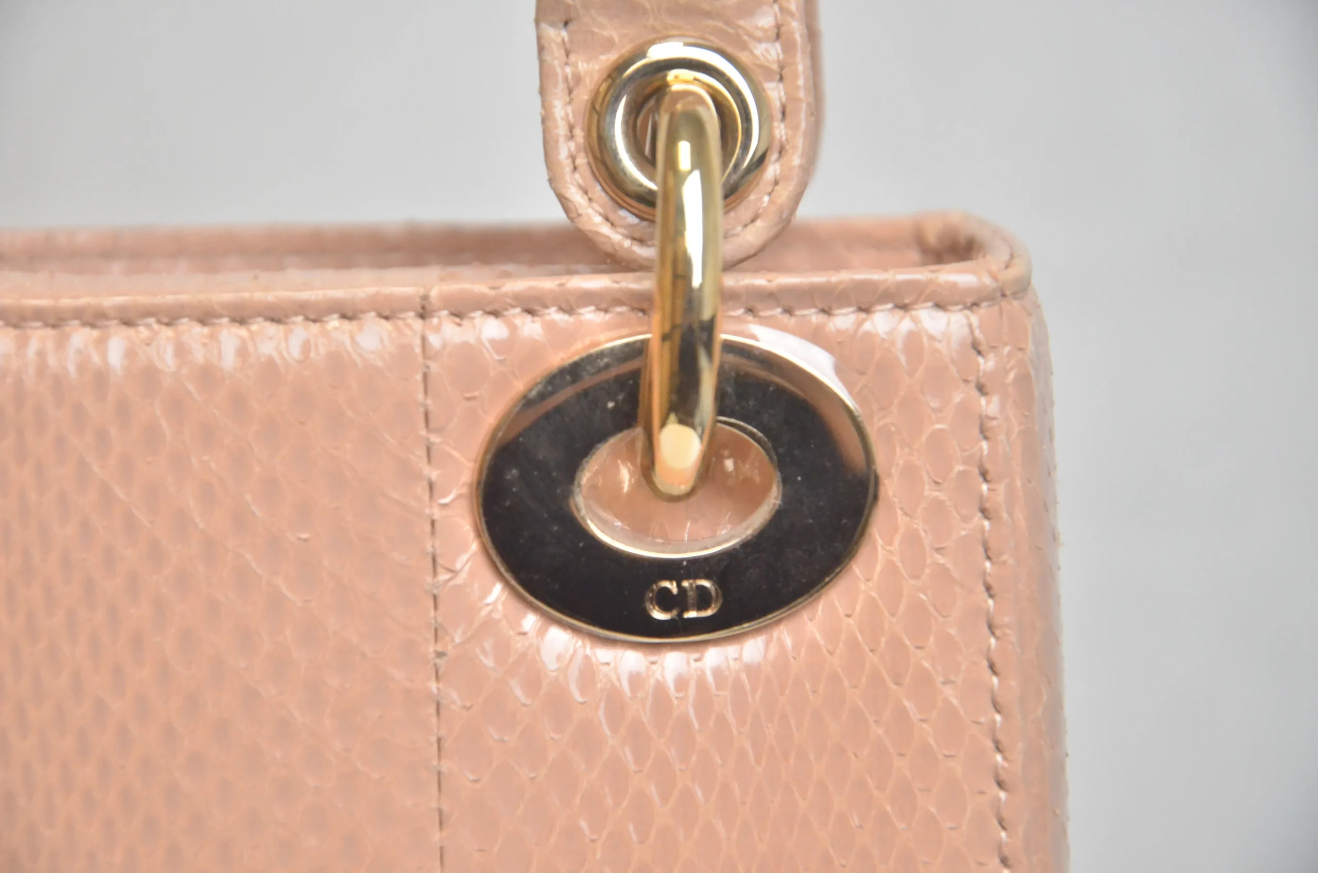 DIOR Limited Edition Mini Lady Dior - Naked Pink Python Leather DIOR Limited Edition Mini Lady Dior - Naked Pink Python Leather