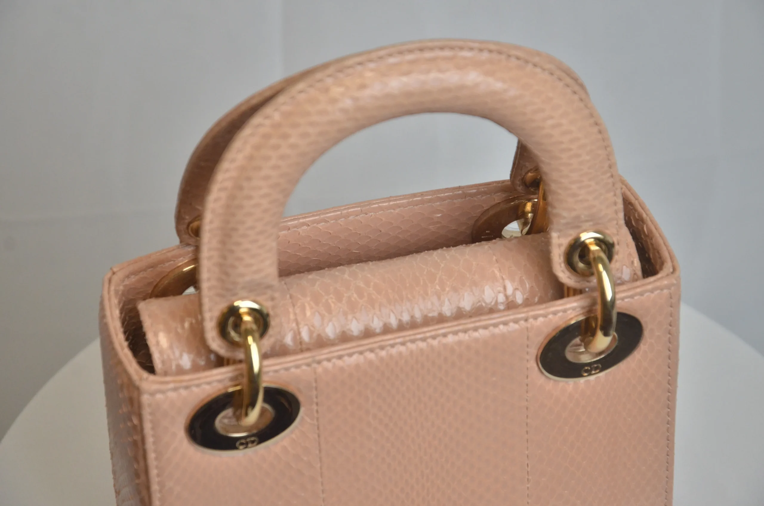 DIOR Limited Edition Mini Lady Dior - Naked Pink Python Leather DIOR Limited Edition Mini Lady Dior - Naked Pink Python Leather