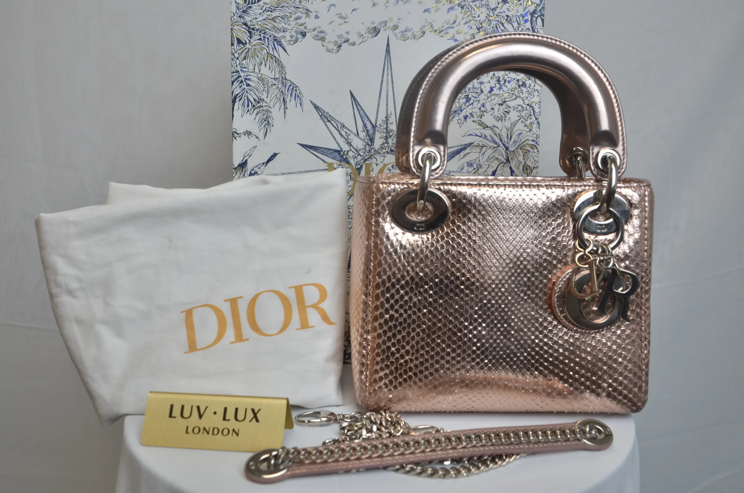 DIOR Mini Lady Dior Bag Rose Gold Leather Limited Version DIOR Mini Lady Dior Bag Rose Gold Leather Limited Version