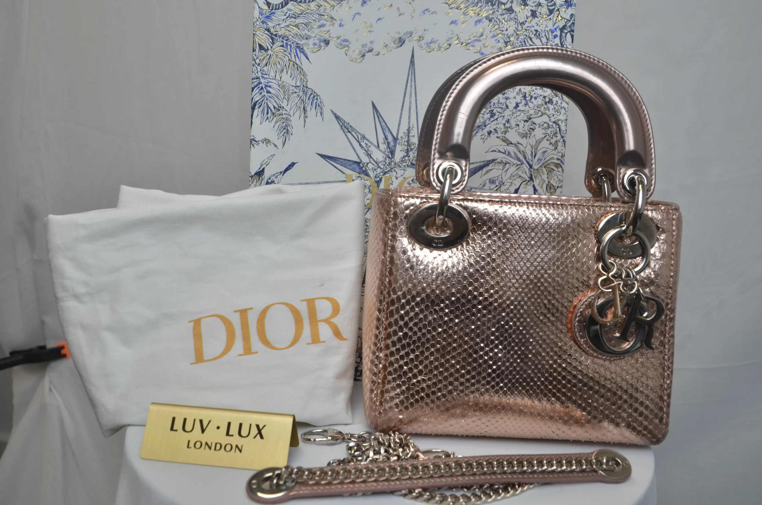 DIOR Mini Lady Dior Bag Rose Gold Leather Limited Version DIOR Mini Lady Dior Bag Rose Gold Leather Limited Version