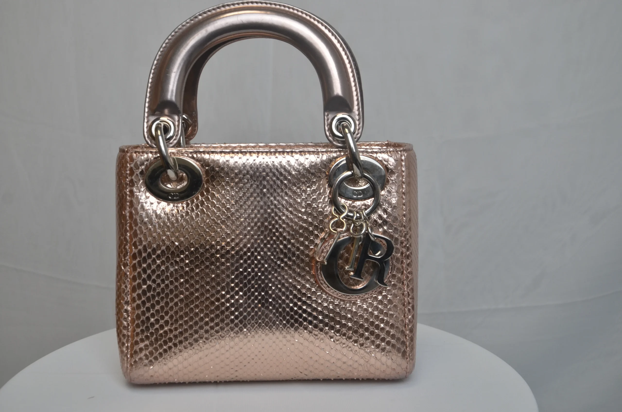 DIOR Mini Lady Dior Bag Rose Gold Leather Limited Version DIOR Mini Lady Dior Bag Rose Gold Leather Limited Version