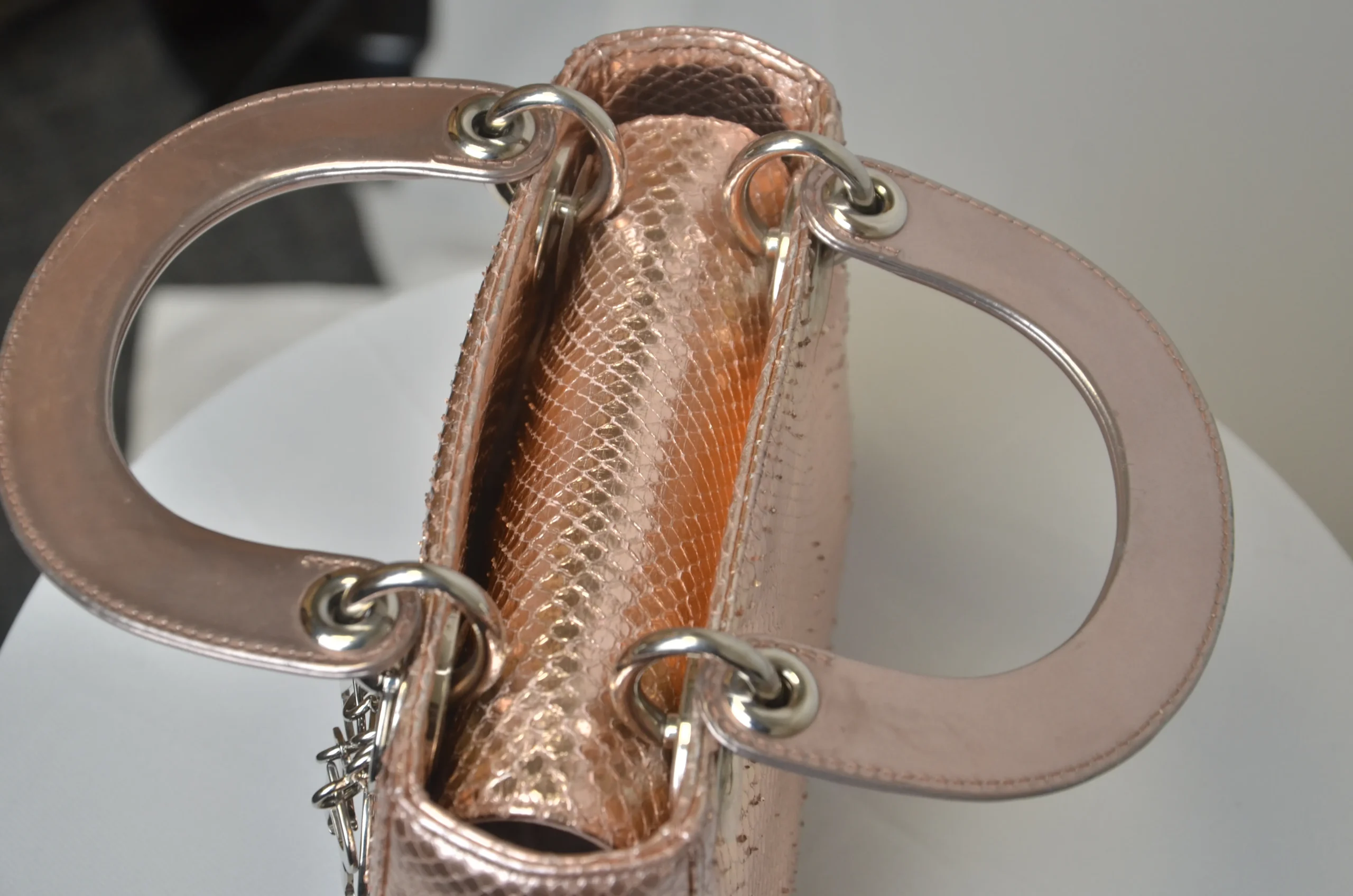 DIOR Mini Lady Dior Bag Rose Gold Leather Limited Version DIOR Mini Lady Dior Bag Rose Gold Leather Limited Version