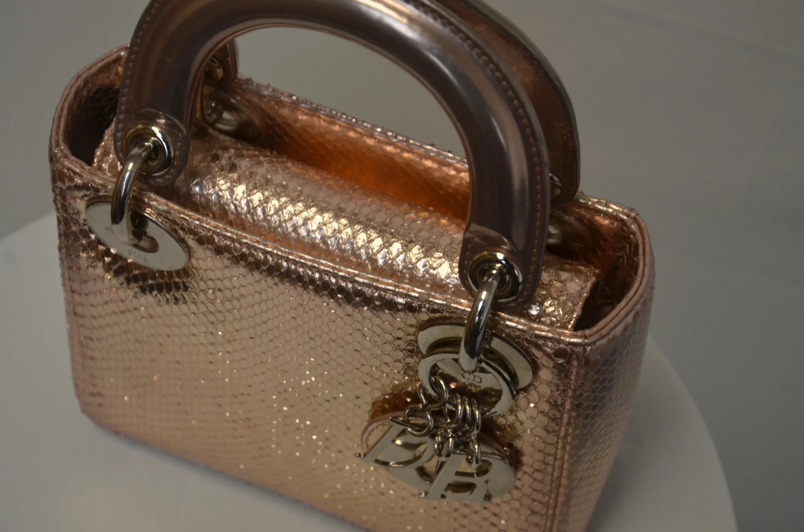 DIOR Mini Lady Dior Bag Rose Gold Leather Limited Version DIOR Mini Lady Dior Bag Rose Gold Leather Limited Version