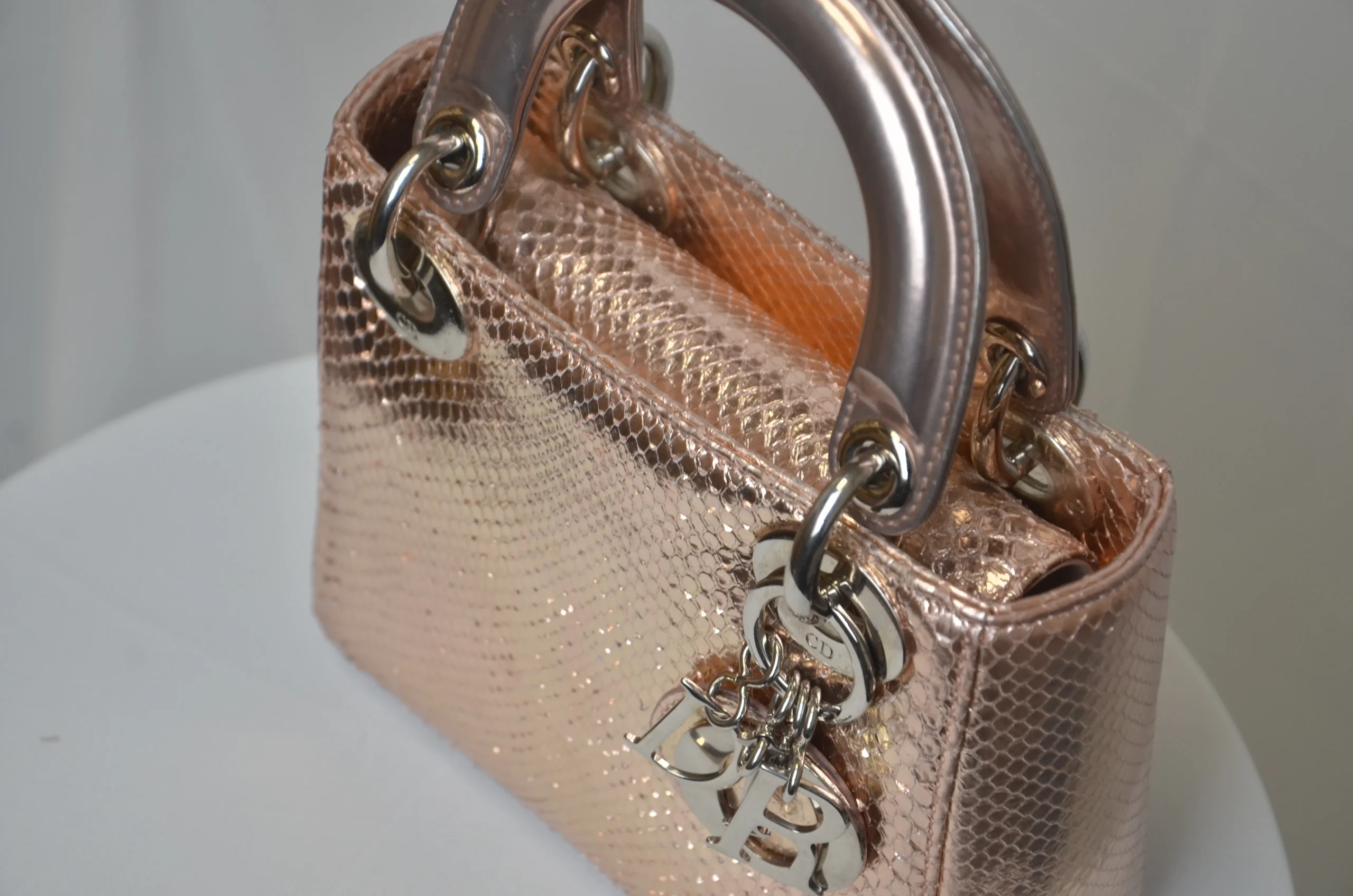 DIOR Mini Lady Dior Bag Rose Gold Leather Limited Version DIOR Mini Lady Dior Bag Rose Gold Leather Limited Version