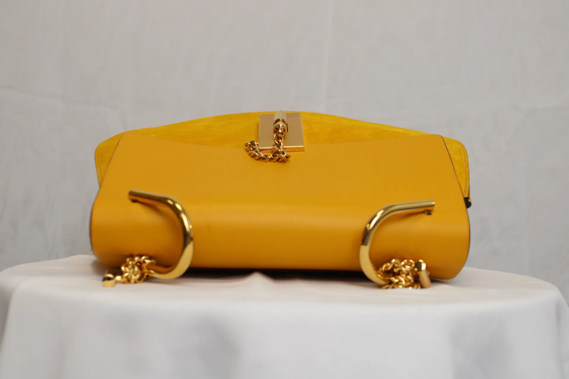 CHLOE Yellow/Beige Suede/Lambskin Leather Small Drew Bag CHLOE Yellow/Beige Suede/Lambskin Leather Small Drew Bag