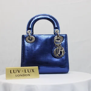 DIOR Mini Lady Dior Bag Blue Python Leather Limited Version