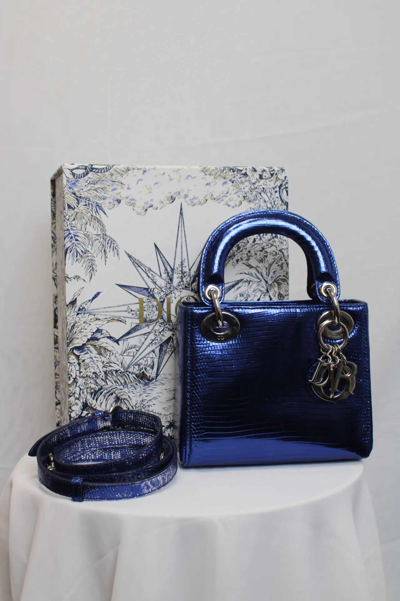 DIOR Mini Lady Dior Bag Blue Python Leather Limited Version DIOR Mini Lady Dior Bag Blue Python Leather Limited Version