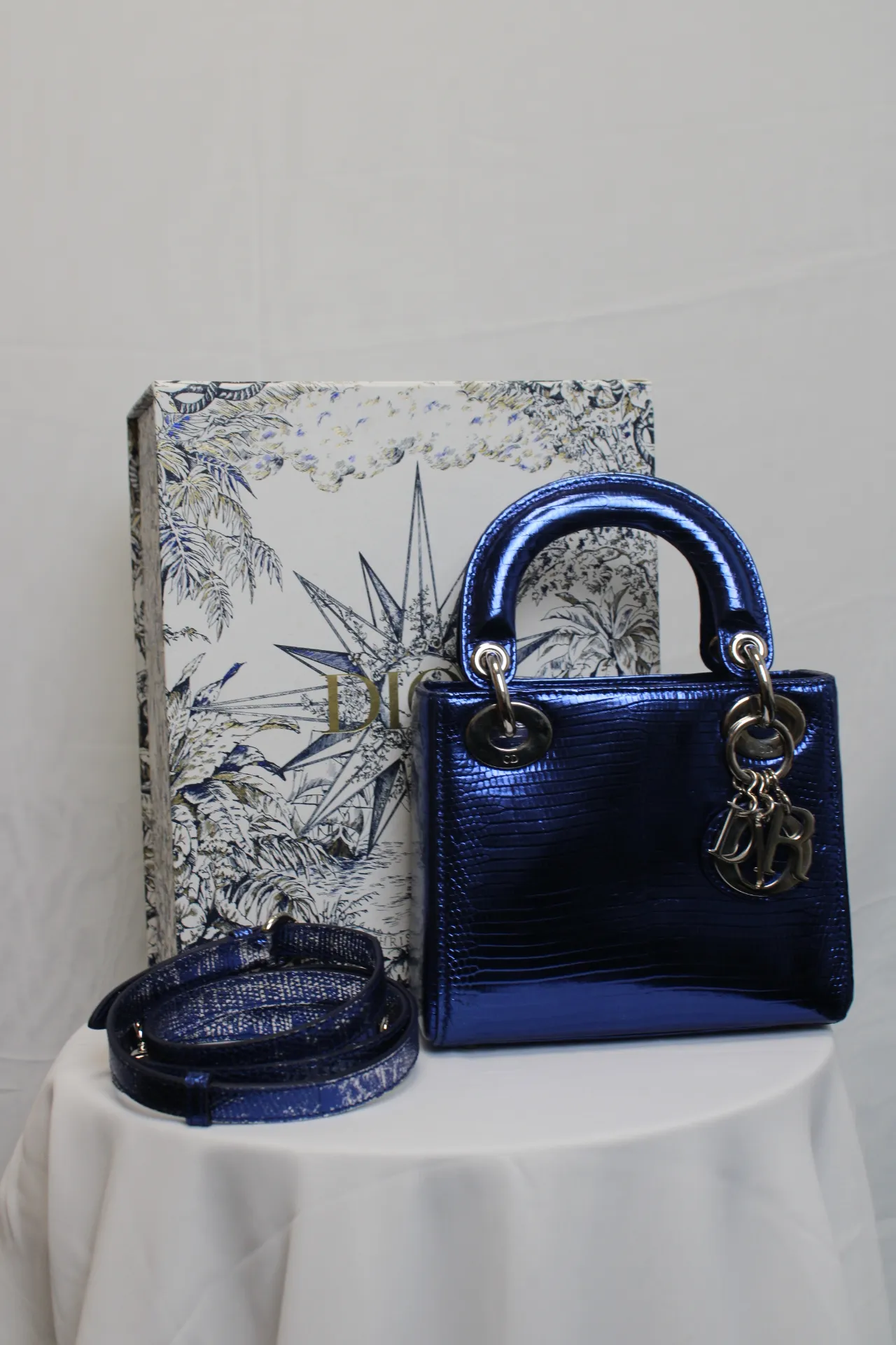 DIOR Mini Lady Dior Bag Blue Python Leather Limited Version DIOR Mini Lady Dior Bag Blue Python Leather Limited Version